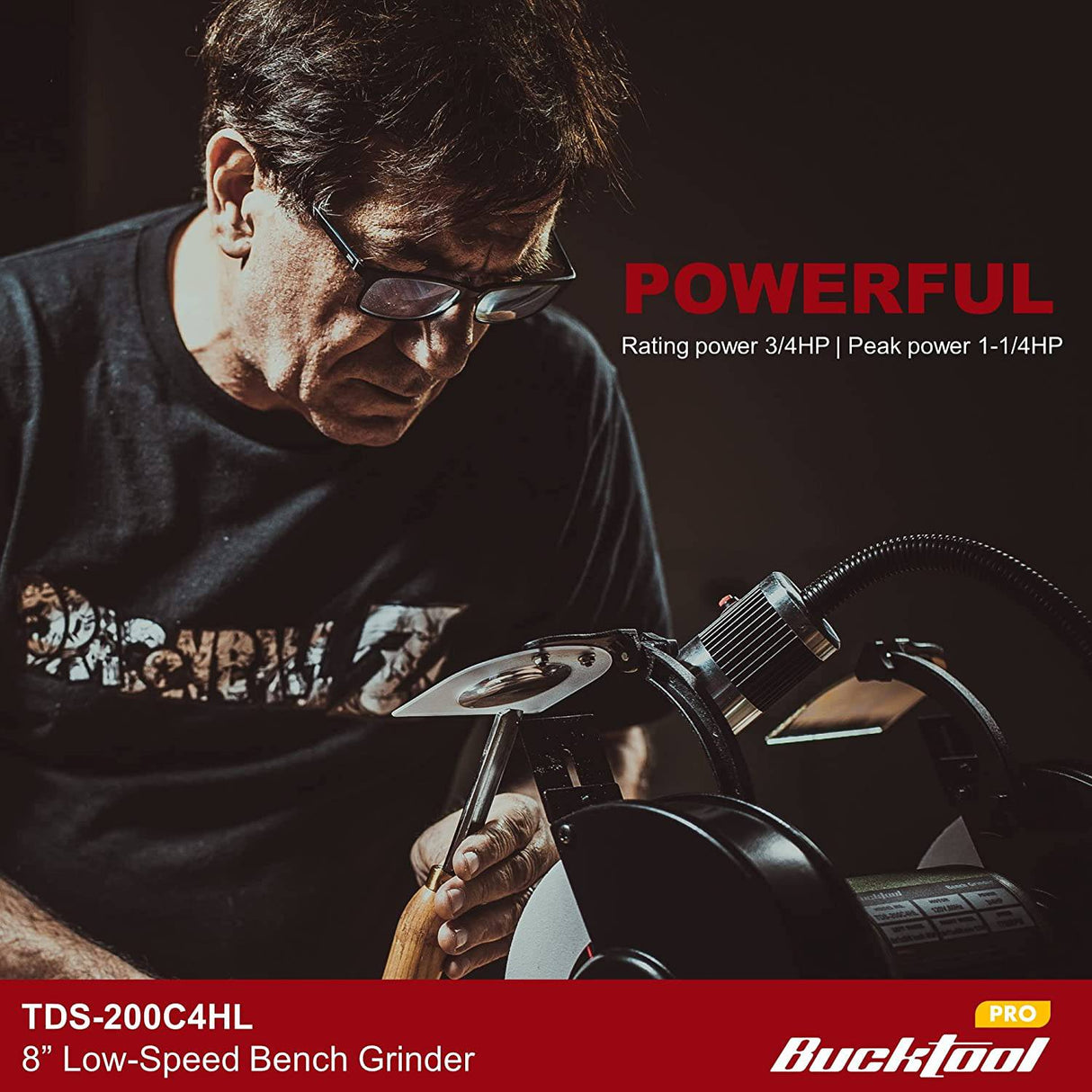 Amoladora de banco de baja velocidad BUCKTOOL de 8 pulgadas compatible con rueda CBN, amoladora de rueda profesional sin oscilaciones, TDS-200C4HL - DIGVICE MX