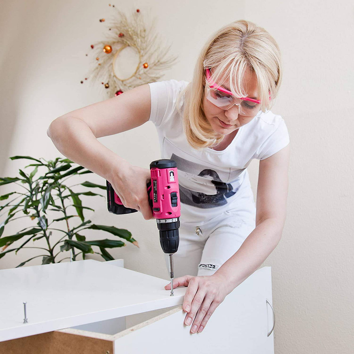 Nordstrand Juego de taladro inalámbrico rosa – Kit de destornillador eléctrico para mujer – Batería de iones de litio recargable de 12 V – Caja de herramientas - DIGVICE MX