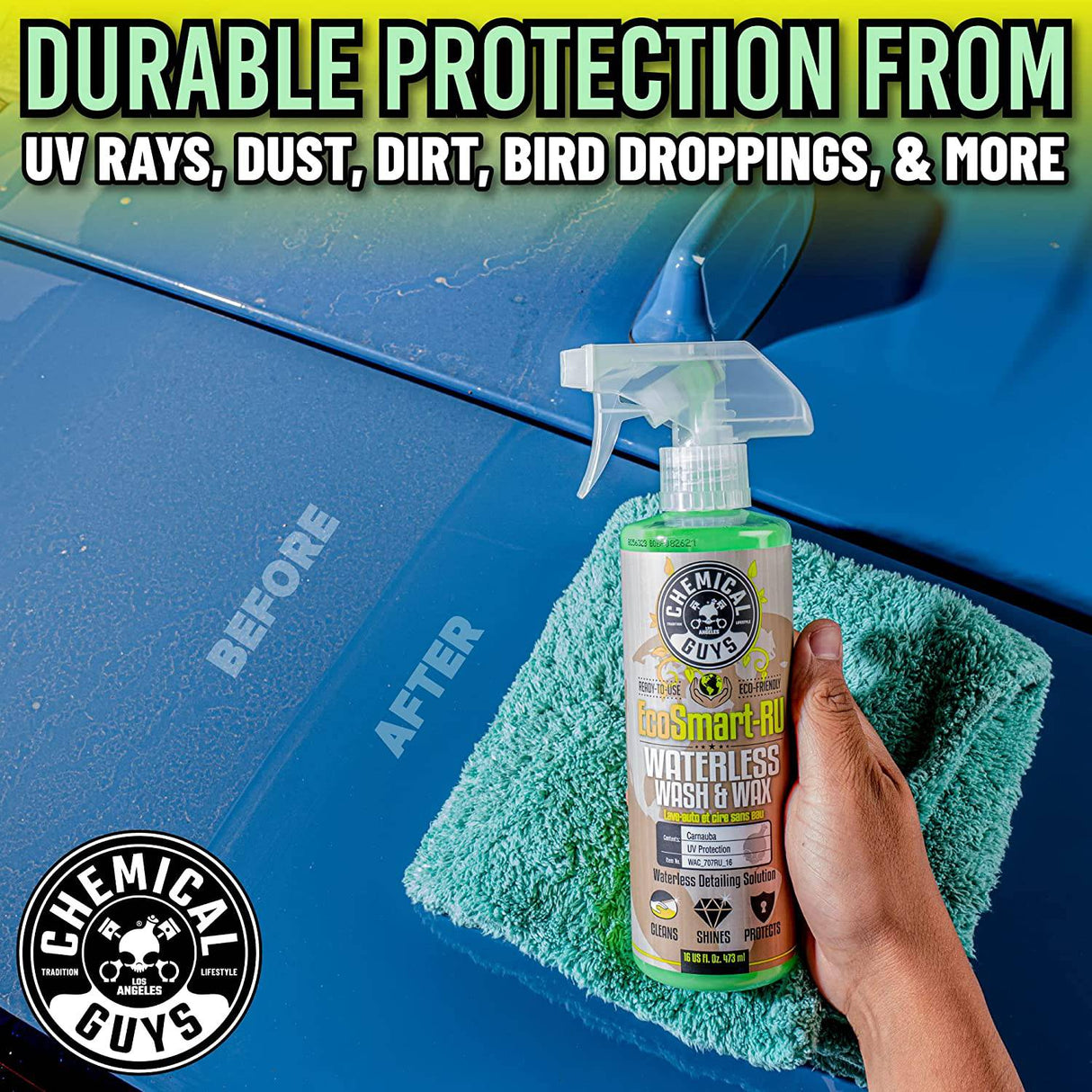 Chemical Guys WAC_707RU EcoSmart-RU listo para usar lavado y cera para autos sin agua, 1 galón