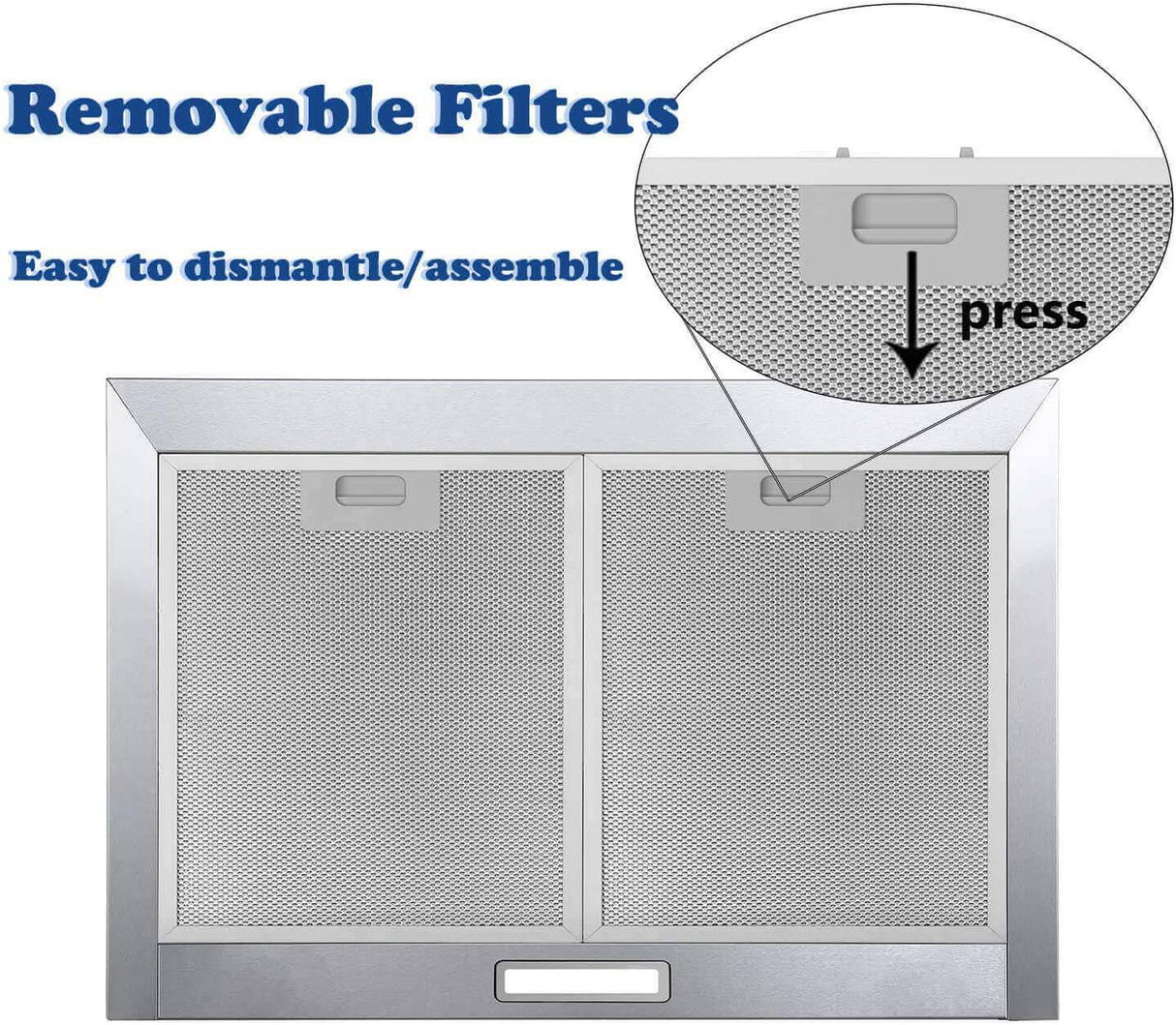 TIEASY - Campana extractora de montaje en pared de 30 pulgadas con conducto convertible con/sin conducto, estilo chimenea de acero inoxidable con luz LED, ventilador de escape de 3 velocidades, 450 CFM - DIGVICE MX
