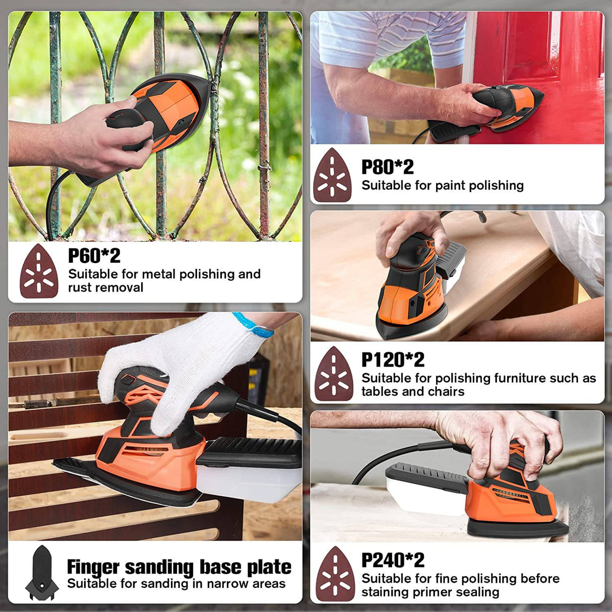 Vastar - Lijadora de detalles de ratón, herramienta de lijadora eléctrica compacta multifuncional con sistema de recolección de polvo de alta eficiencia y papel de lija de 24 piezas, adecuada para lijar, pulir, eliminar pintura, imperfecciones - DIGVICE MX
