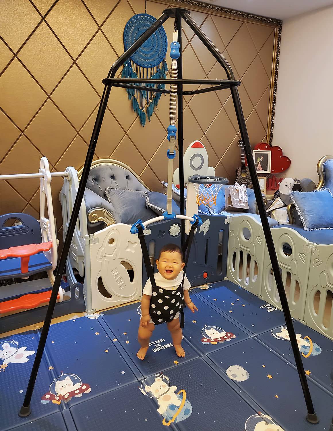 BETYMAN - Baby Jumper con soporte, Baby Bouncer Bumper Jumper Juego de ejercicios de fácil configuración para bebés activos a los que les encanta saltar y divertirse, adecuado para interiores y exteriores - DIGVICE MX