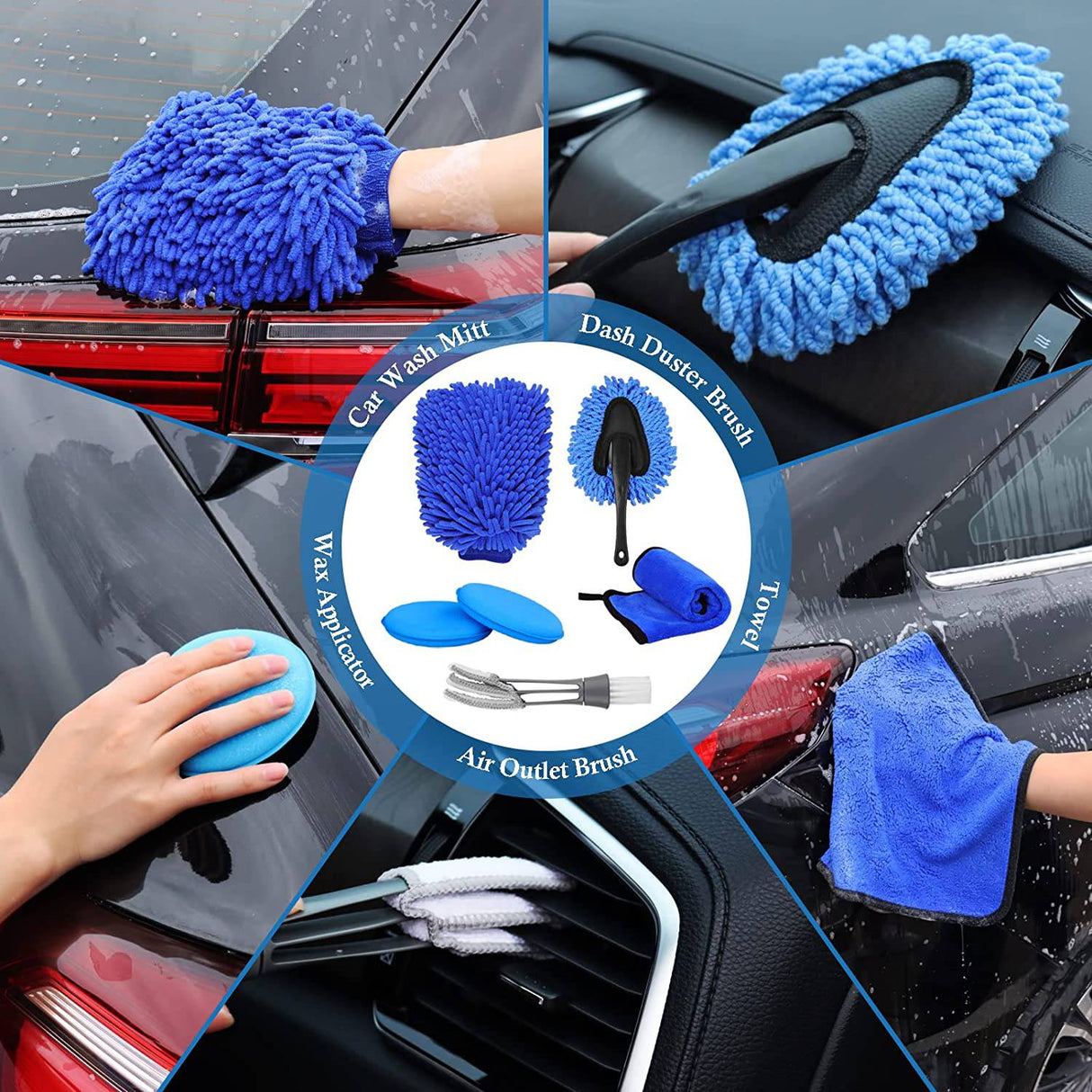 XCVBDE Juego de 24 piezas para detalles de automóviles, juego de cepillos para detalles de automóviles, juego de cepillos para detalles de automóviles, cepillos para detalles de limpieza de automóviles