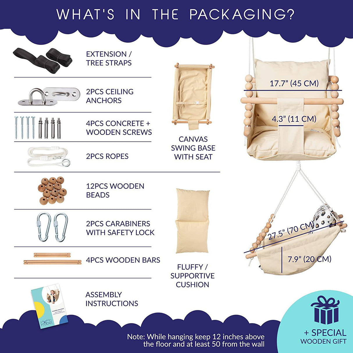 THE WORLD OF FROBEL - Columpio de hamaca para bebé de interior Columpio colgante de lona para bebé para niños pequeños de 6 a 48 meses - DIGVICE MX