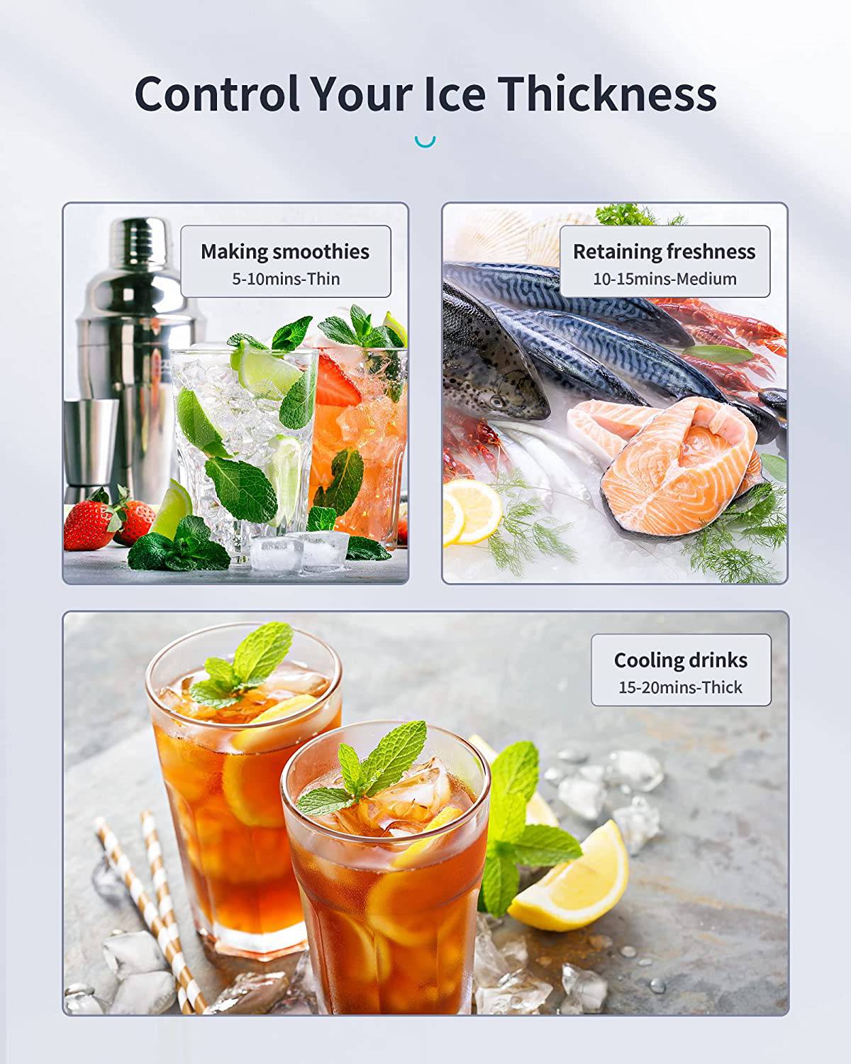 Ecozy - Encimera portátil para hacer hielo, 44 libras por día, 24 cubos listos en 13 minutos, 2 formas de añadir agua, máquina de hielo autolimpiante - DIGVICE MX