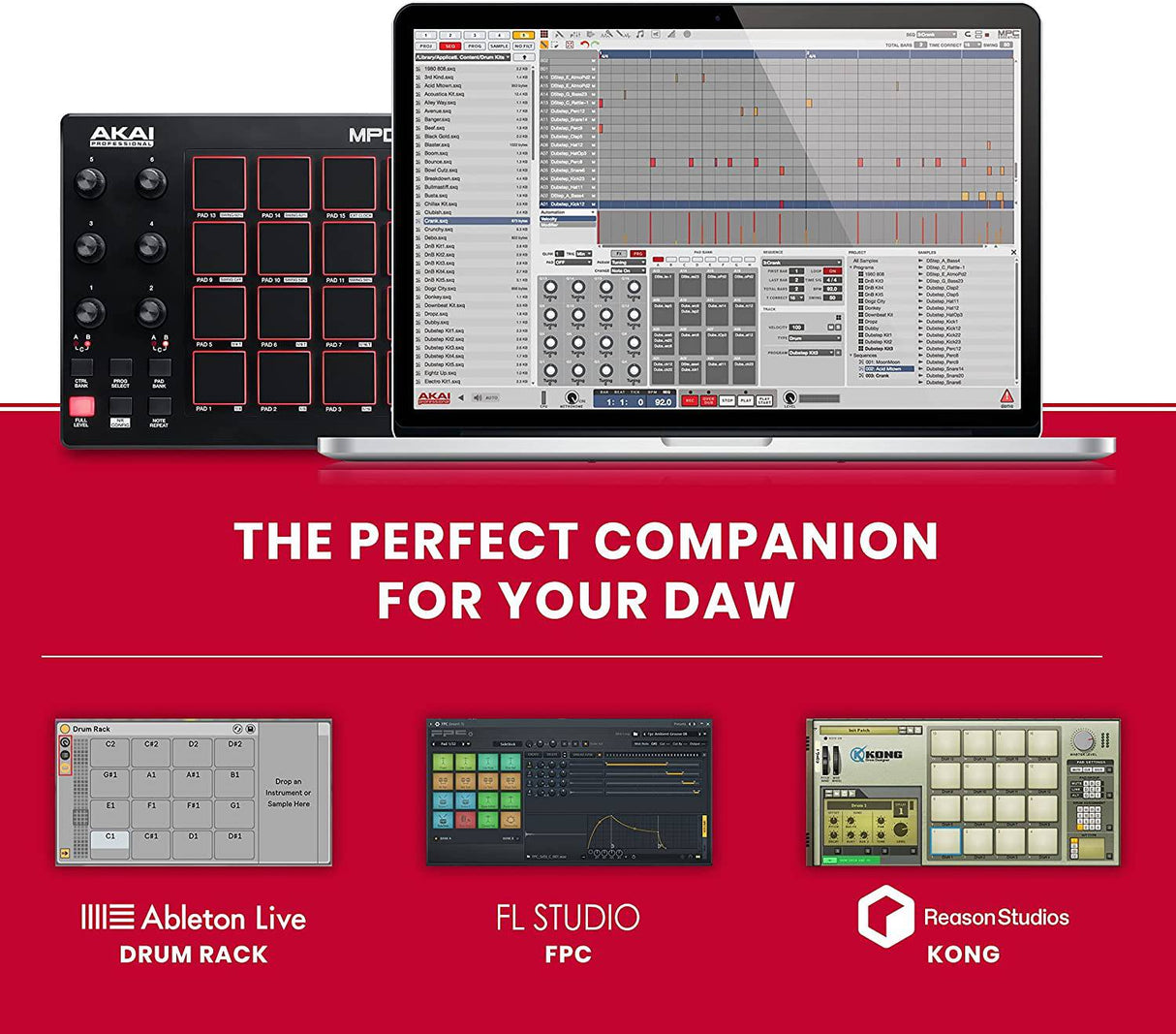 AKAI Professional MPD218 - Controlador MIDI USB con 16 pads de batería MPC, 6 perillas asignables, botones de nivel completo y repetición de notas y software de producción