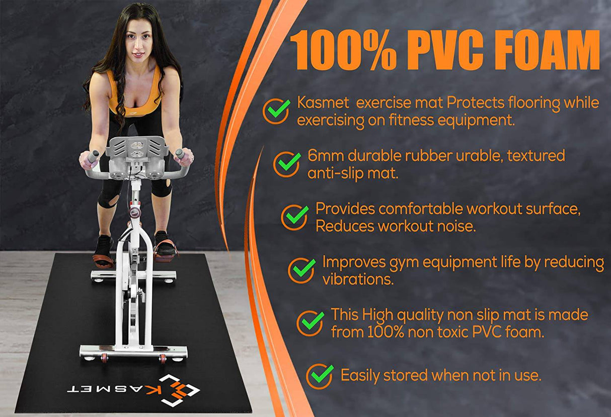 KASMET Tapete para caminadora para piso de madera dura, tapete de gimnasio antideslizante para cualquier equipo de ejercicio en el hogar, tapetes para bicicleta de ejercicio, (XL-96.46x37.8x0.24 in)
