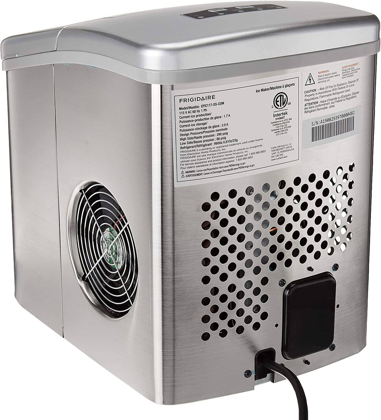 Frigidaire EFIC117-SS Máquina para hacer hielo de 26 libras, 26 libras por día, plateada - DIGVICE MX