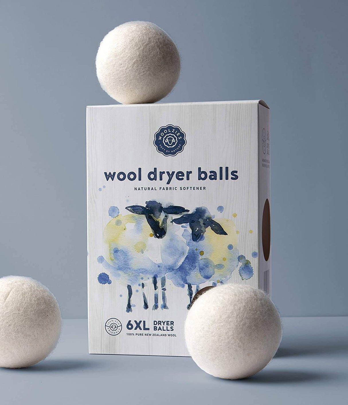 Woolzies Wool Dryer Balls Organic: nuestras grandes esferas de lana son el mejor suavizante de telas | Paquete de 6 bolas para secadora XL para ropa está hecho con lana de Nueva Zelanda | Use bolas de lavandería para secadora con aceites esenciales - DIGVICE MX