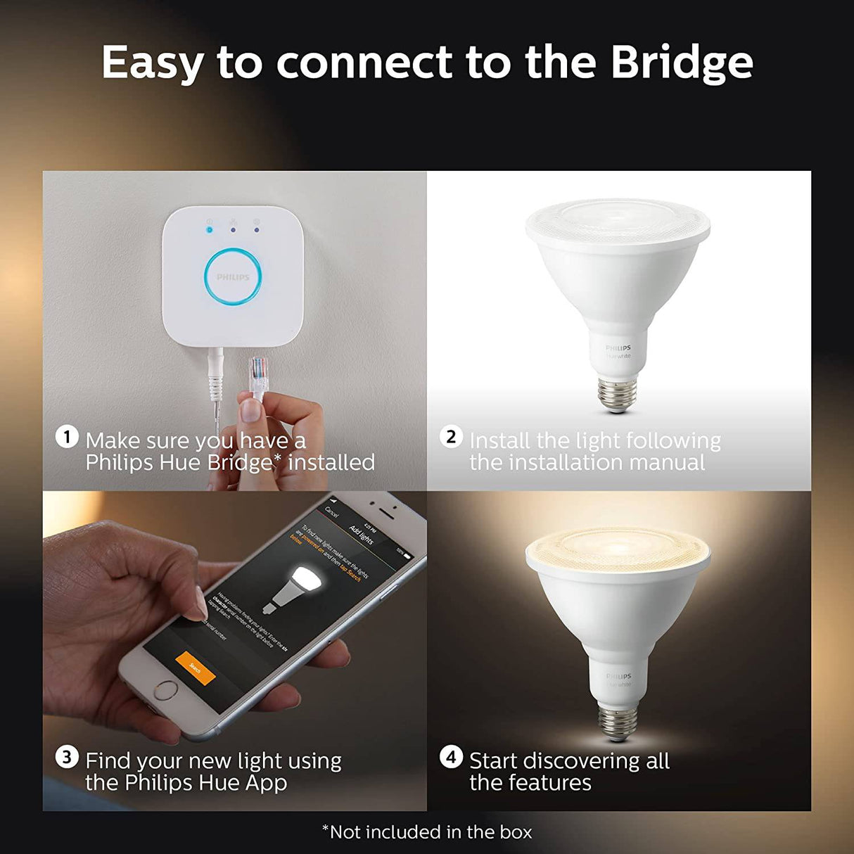 Bombillas inteligentes Philips Hue White Outdoor PAR38 de 13 W (se requiere Hub Philips Hue), 2 bombillas inteligentes LED PAR38 blancas, funciona con Alexa, Apple HomeKit y Google Assistant - DIGVICE MX