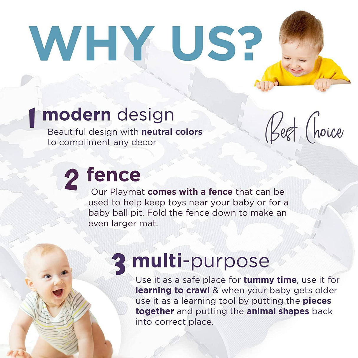 Wonder Bebe - Alfombra de juegos para bebés con valla, animales y baldosas de espuma. Alfombrilla de tiempo boca abajo, alfombrilla de juegos para niños, niños pequeños, bebés. Centro de actividades, parque de juegos en el piso del gimnasio - DIGVICE MX