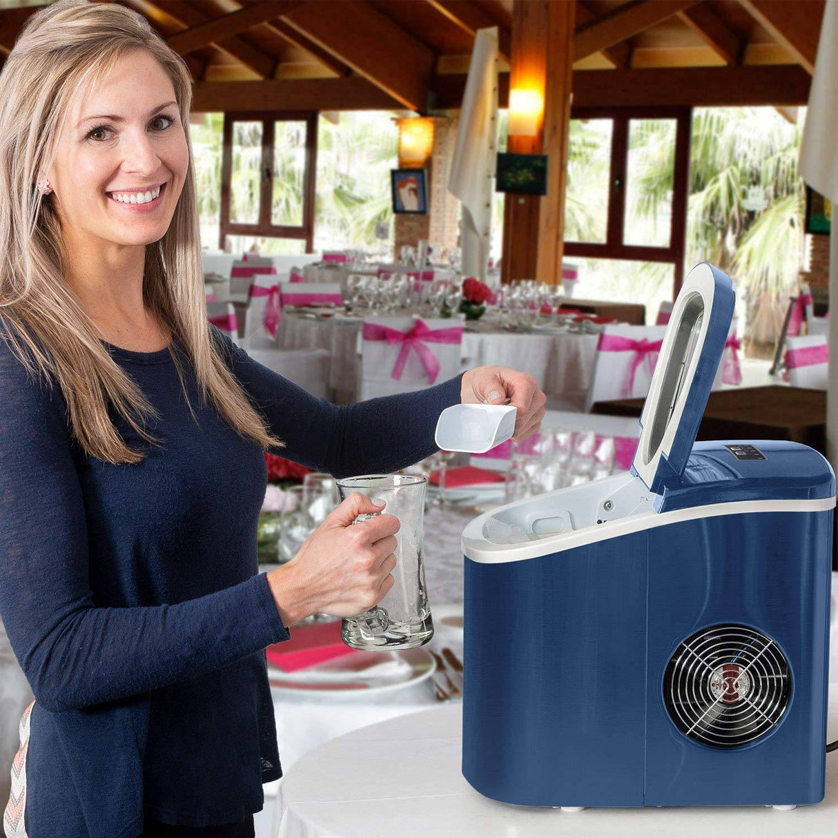 Deco Rapid, máquina de hielo eléctrica automática portátil para encimera, 6 grandes colores, carga superior compacta, 26 libras. Por día - DIGVICE MX