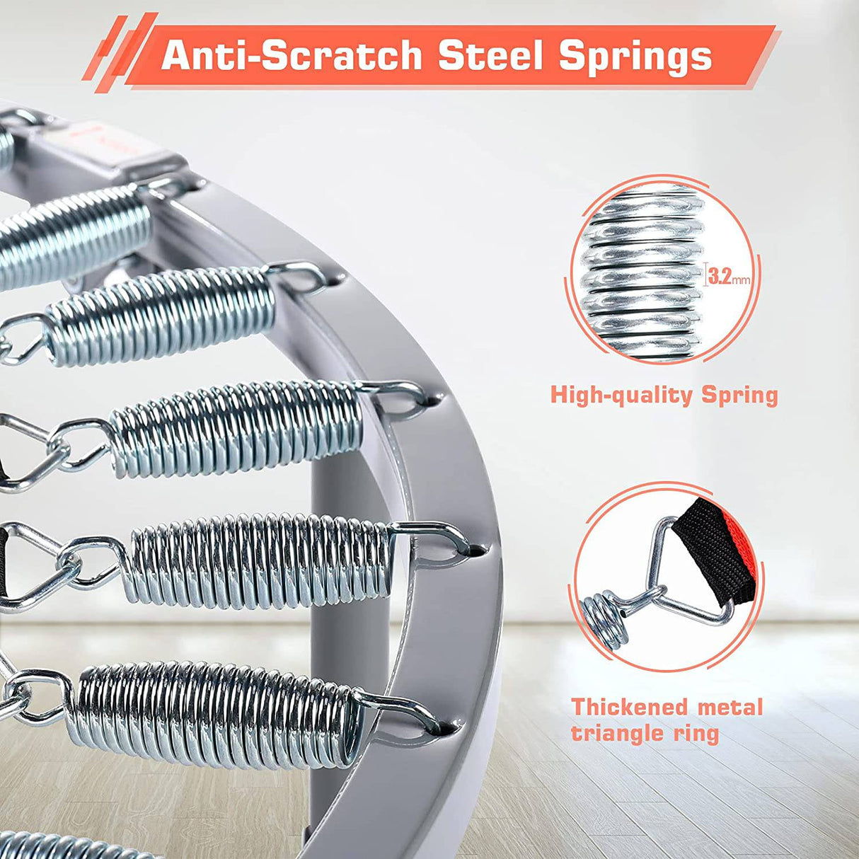 BCAN Mini trampolín plegable de 40 pulgadas, reboteador de fitness con mango de espuma ajustable, trampolín de ejercicio para adultos, entrenamiento en interiores/jardín, carga máxima de 330 libras/440 libras