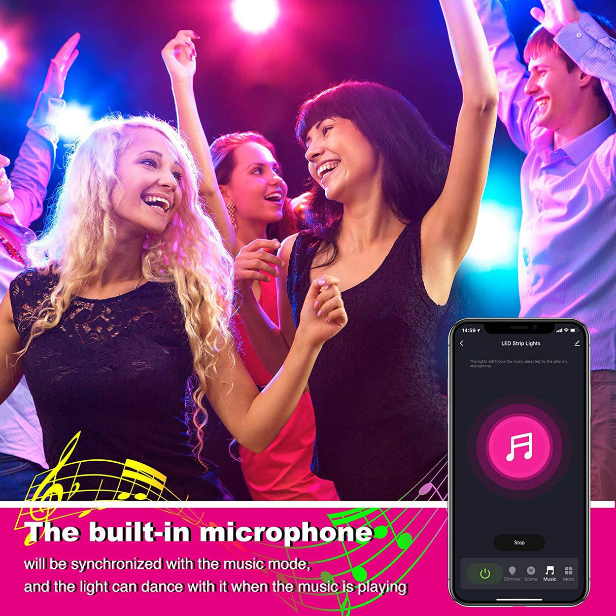 dalattin Smart WiFi tira de luces LED de 50 pies, 2 rollos de 25 pies, compatible con Alexa LED Lights Music Sync 5050 16 millones de colores que cambian la aplicación del teléfono y 24 teclas remotas para Roma, cocina - DIGVICE MX