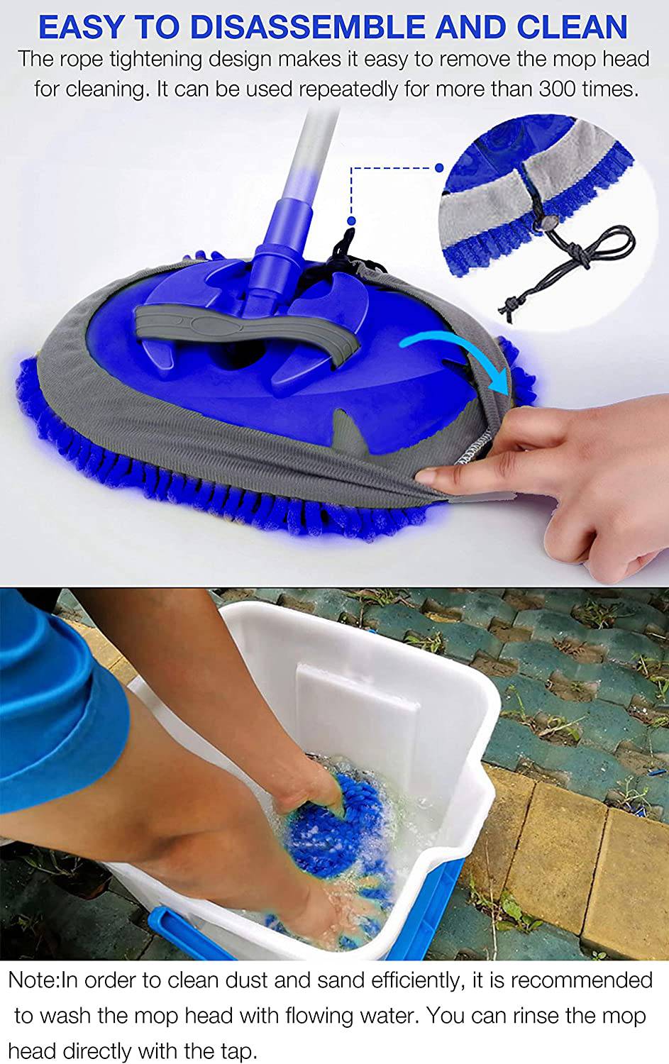 WillingHeart - Cepillo para lavado de autos de 47.5 in, herramienta de limpieza con mango largo para detalles de lavado, 2 en 1, esponja de microfibra de chenilla, plumero que no daña la pintura, sin arañazos