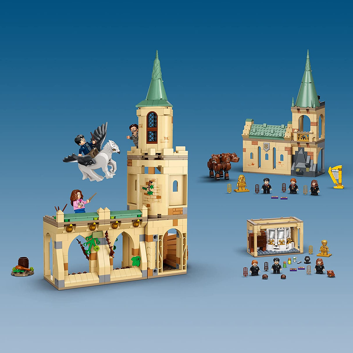 LEGO Harry Potter Hogwarts Courtyard: Sirius's Rescue 76401 Juego de juguetes de construcción de la película Prisoner of Azkaban con Hermione Granger y Sirius Black para niños, niñas a partir de 8 años (345 piezas)