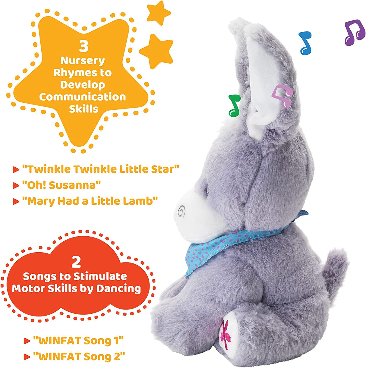 KiddoLab Lindo animal de peluche Peek-A-Boo Donkey - Juguetes para bebés de 6 a 12 y 18 meses de edad - KL-PKBD-MT09