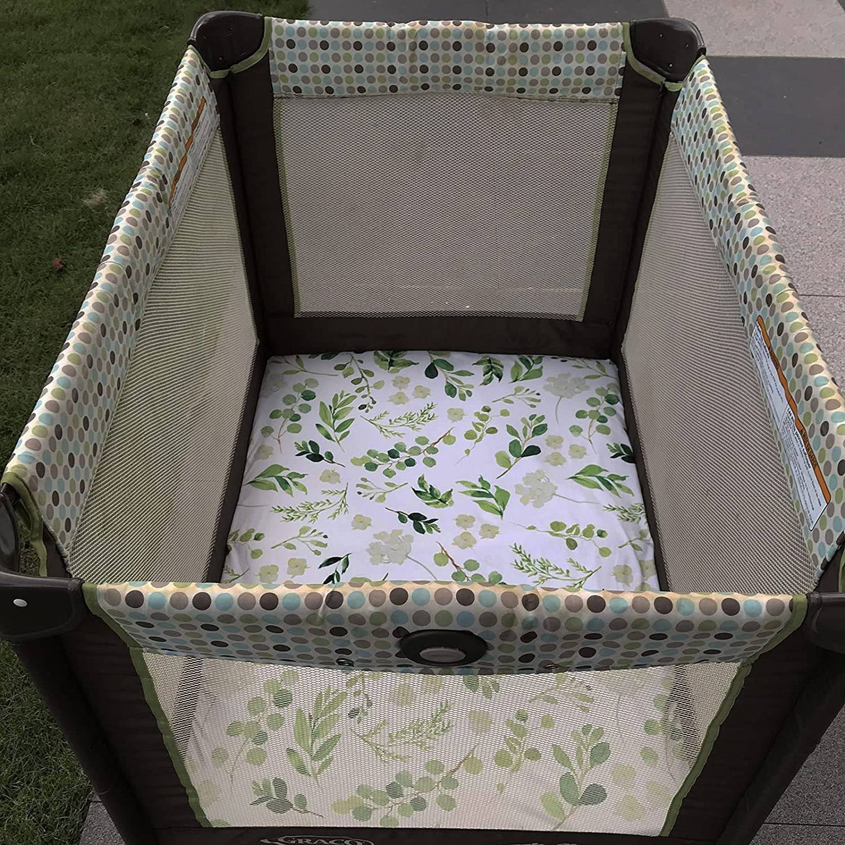 CULCLENDY - Sábana Pack n Play, Sábana de juego, Sábana ajustada, Paquete de hojas verdes, 38"x 26"x 3'', Decoración de vivero de hojas verdes, Funda de colchón - DIGVICE MX