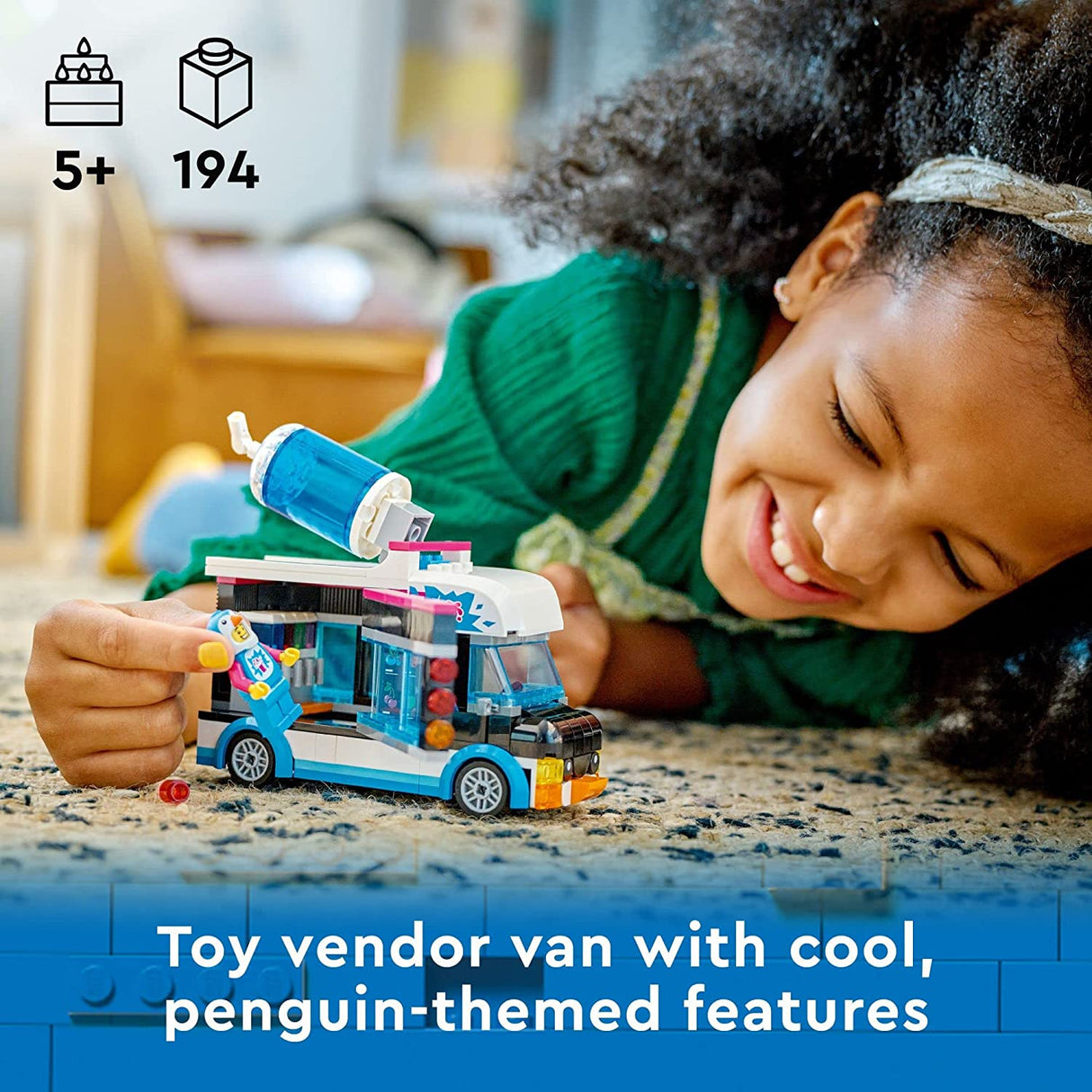 LEGO City Penguin Slushy Van 60384 Juego de juguetes de construcción para niños, niños y niñas a partir de 5 años (194 piezas)