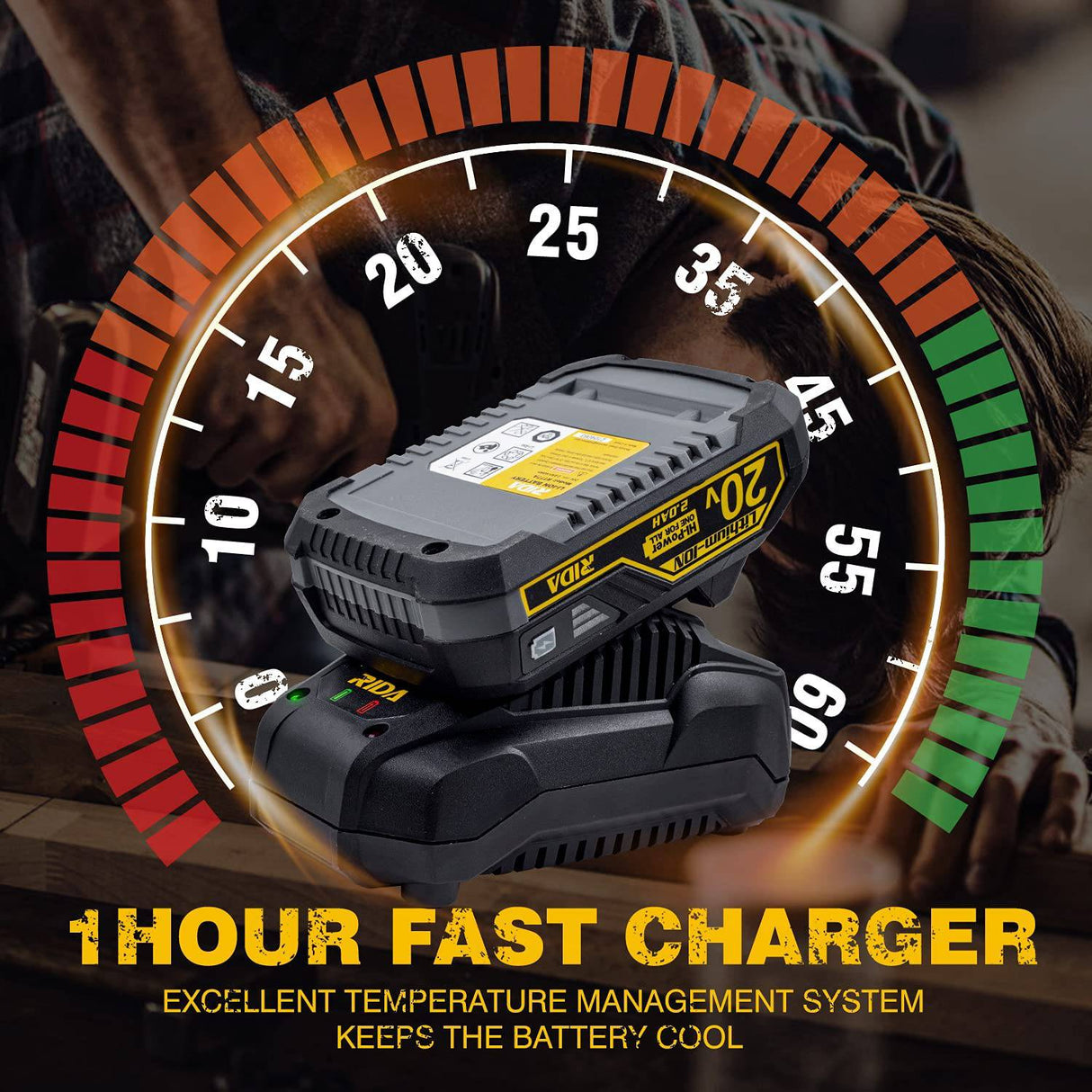 RIDA - Juego de taladros eléctricos inalámbricos de 20 V, portabrocas de metal sin llave de 1/2 pulgadas, par de torsión de 355 in-lb, batería de iones de litio de 2,0 AH y cargador rápido, velocidad variable, 25+1 posiciones y 21 brocas - DIGVICE MX