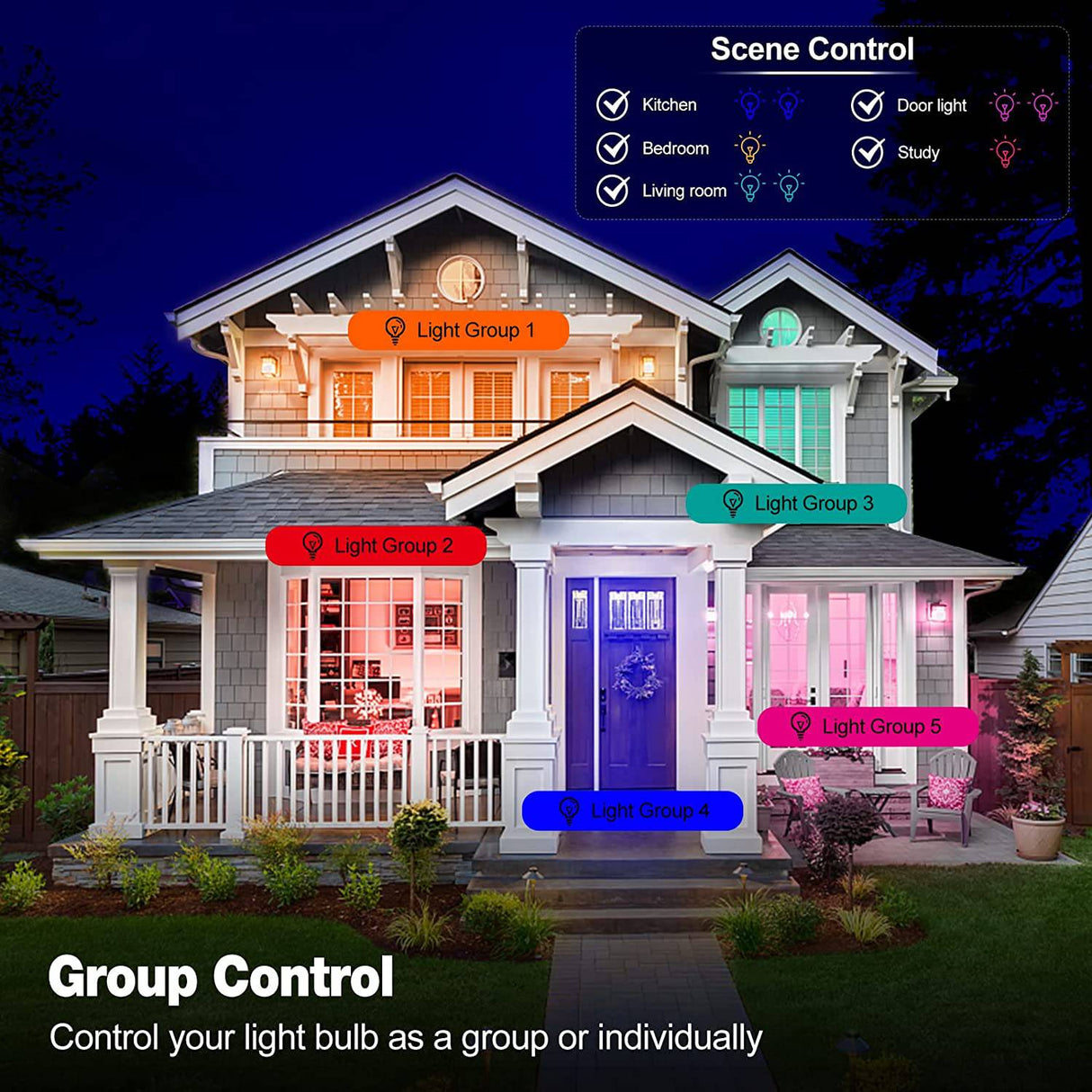 Konodar Smart Alexa Bombillas con mando a distancia, Bluetooth y WiFi, bombillas LED regulables, 9 W, ultrabrillante, sincronización de música, bombillas que cambian de color, funciona con Alexa, Google Home, Siri Shortcut, paquete de 2 - DIGVICE MX