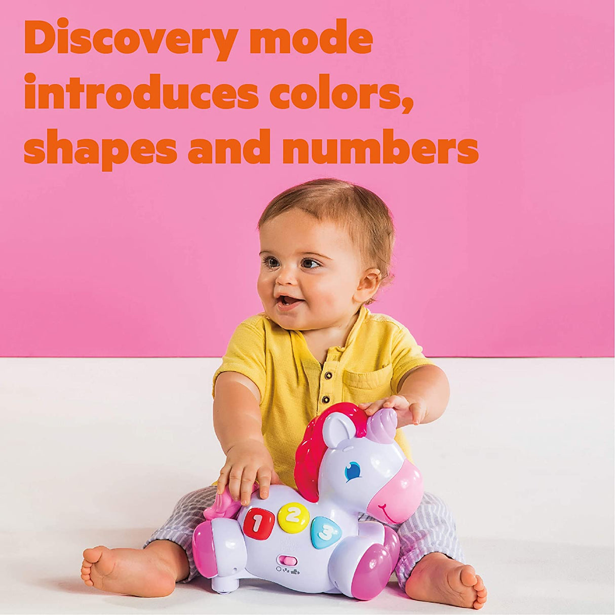 Bright Starts Rock & Glow Unicorn Crawling Baby Toy con luces y melodías, a partir de 6 meses, rosa - 10307