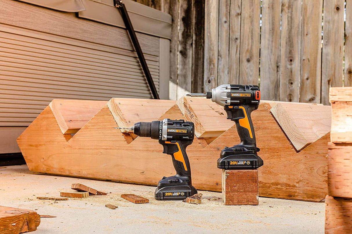 Worx WX960L Nitro 20V - Kit combinado de destornillador y taladro y destornillador sin escobillas - DIGVICE MX