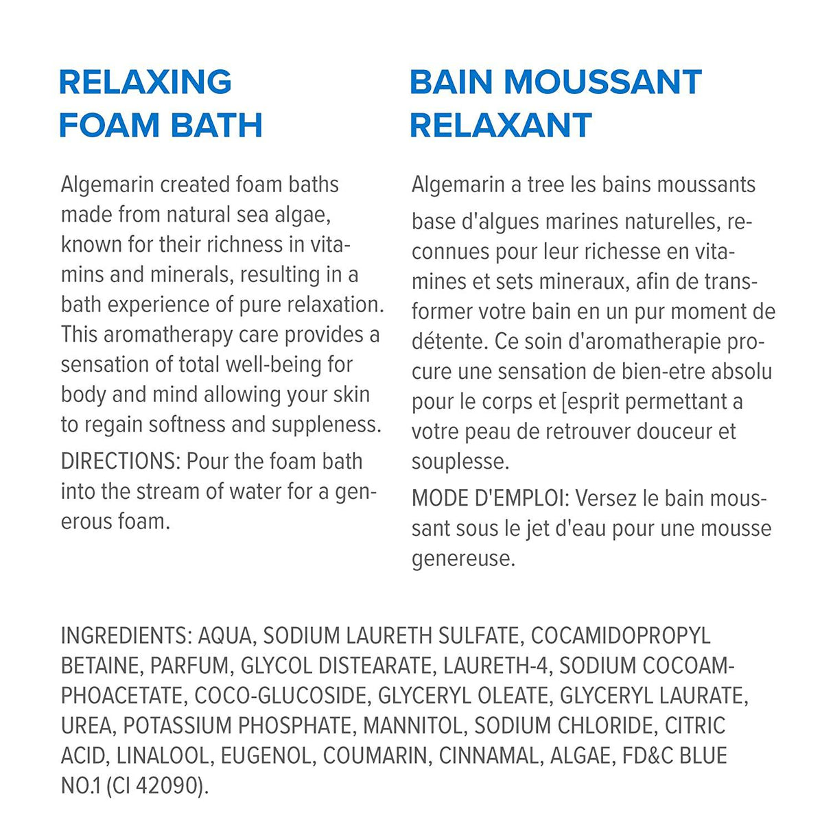 Algemarin Bubble Bath 750ml baño de burbujas de Algemarin