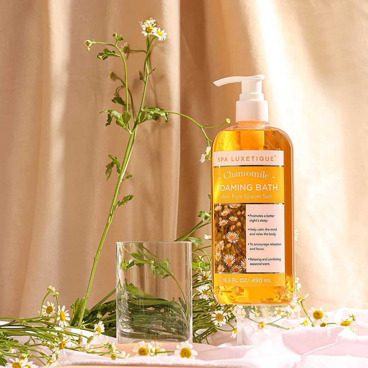 Spa Luxetique - Baño de burbujas con sal pura de Epsom, juegos de baño con aroma a rosa y manzanilla, regalo para el día de la madre, regalos de spa hidratantes y relajantes para mujeres, 33.2 oz (paquete de 2)