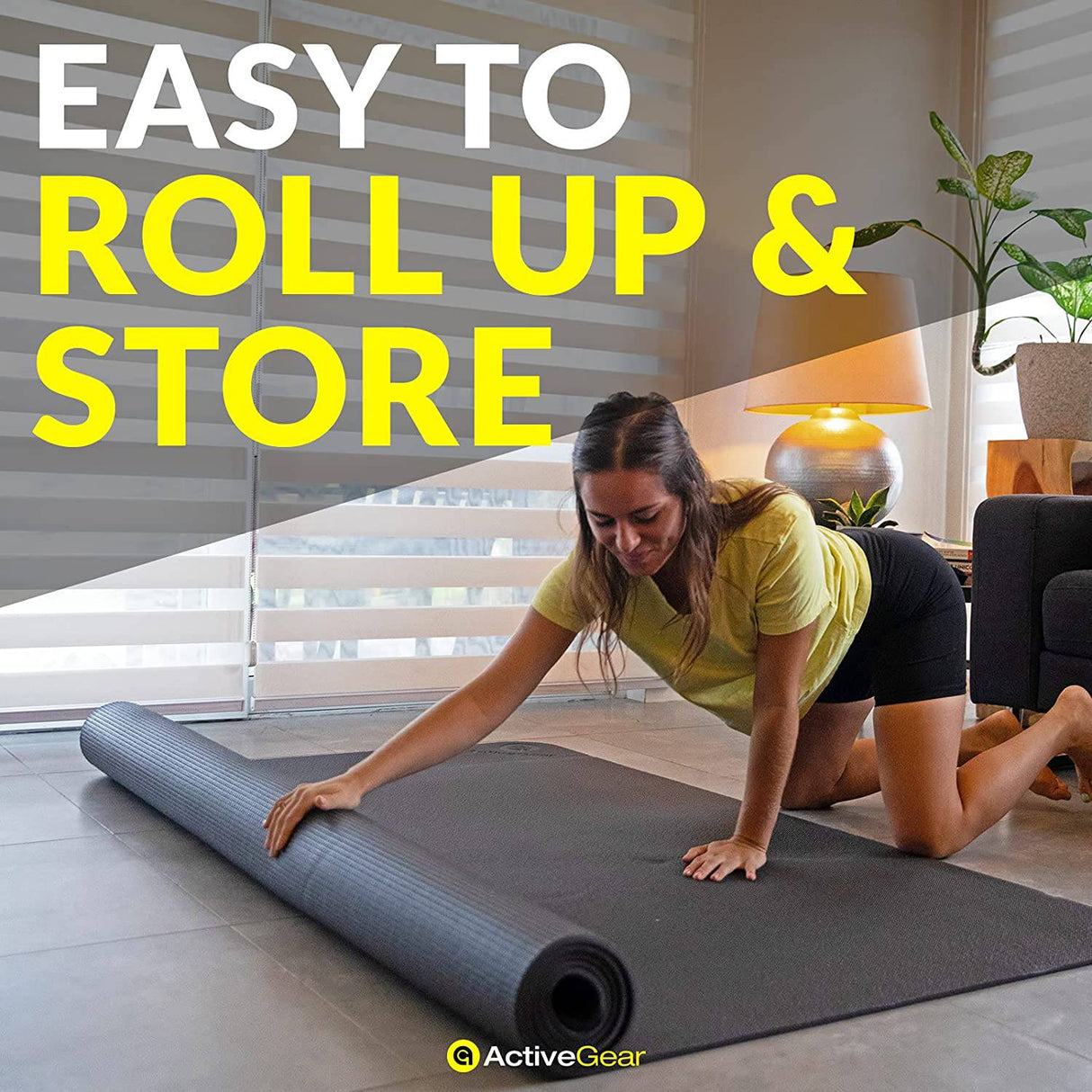 AG ACTIVEGEAR - Colchoneta de ejercicio grande 6'x6'x7mm | Alfombrilla de entrenamiento para el hogar | Alfombrillas de goma antideslizantes, gruesas y de alta densidad para hacer ejercicio en casa | Tamaño cuadrado ancho