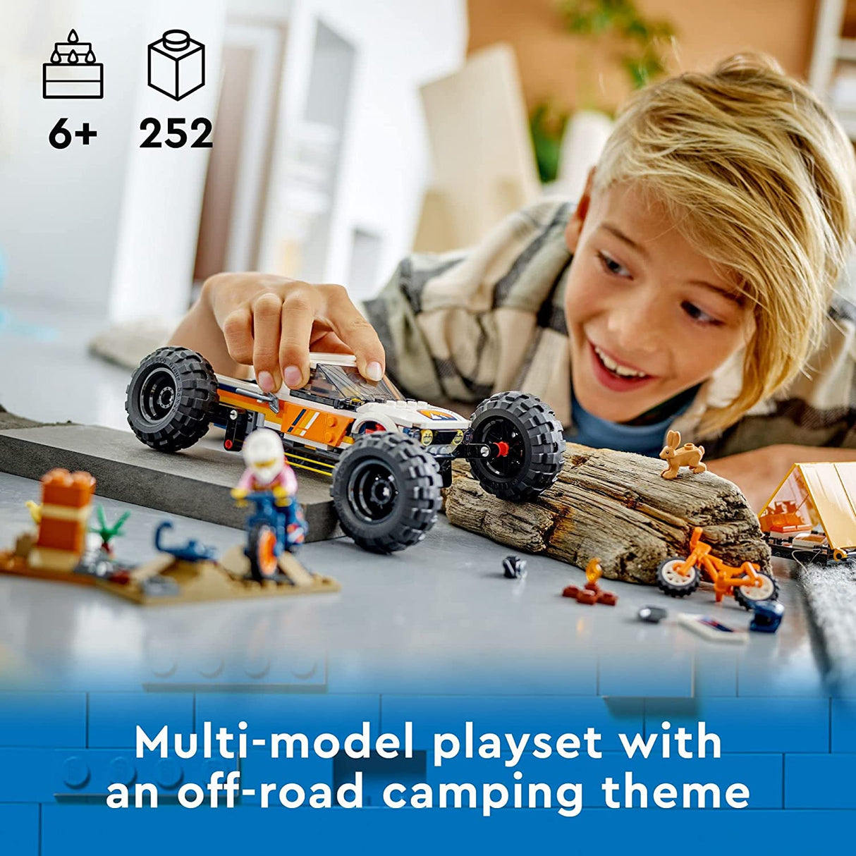 LEGO City 4x4 Off-Roader Adventures 60387 Juego de juguetes de construcción para niños, niños y niñas a partir de 6 años (252 piezas)