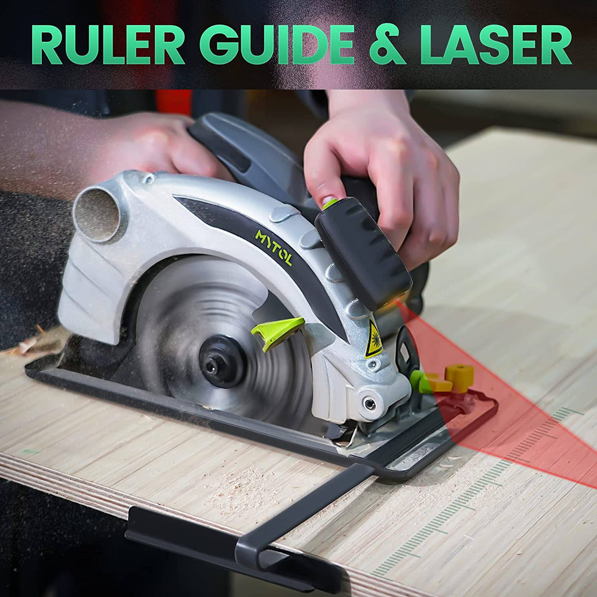 Sierra circular MYTOL con cable de 11 amperios, sierras circulares de 4500 RPM de potencia con hoja de 7-1/4", profundidad de corte ajustable (2-7/16" (90°), 1-13/16" (0°-45°), Guía de corte láser integrada, ideal para cortar madera. - DIGVICE MX