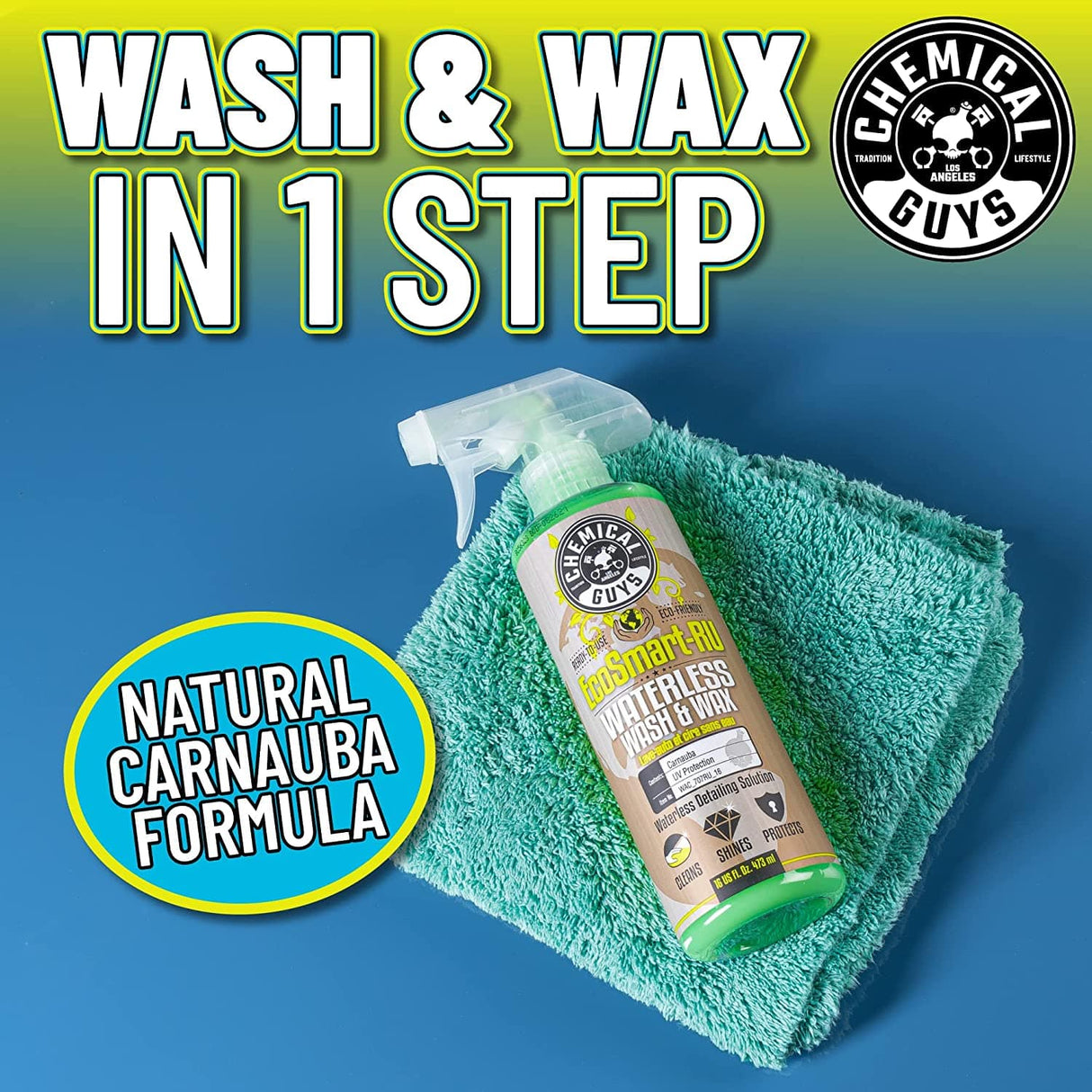 Chemical Guys WAC_707RU EcoSmart-RU listo para usar lavado y cera para autos sin agua, 1 galón