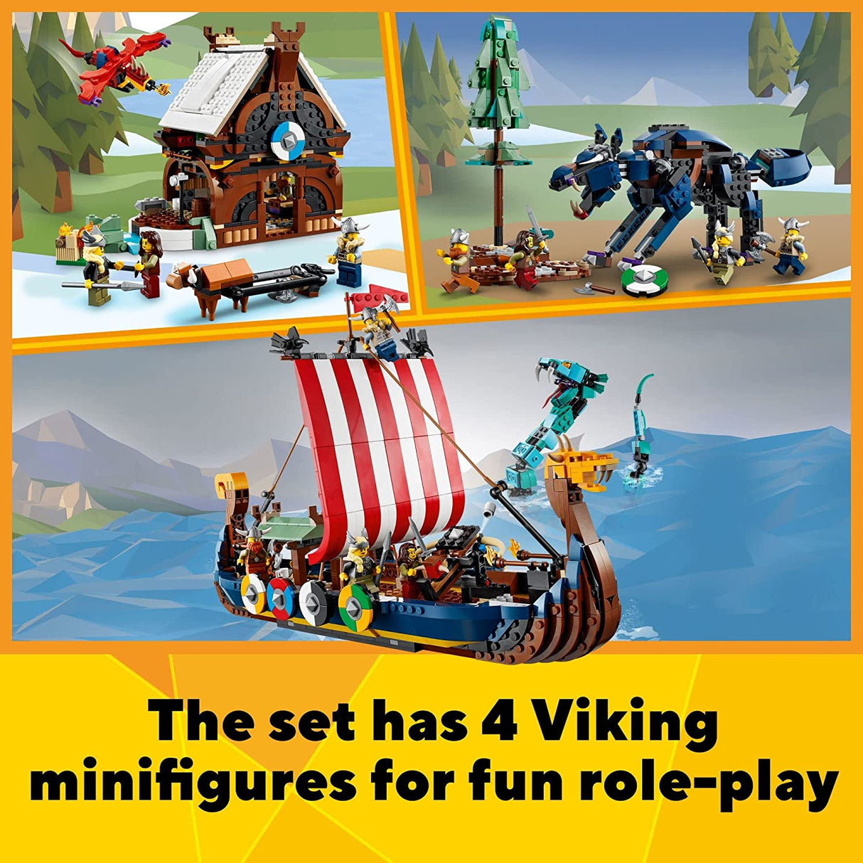 LEGO Creator 3in1 Viking Ship and The Midgard Serpent 31132 (1192 piezas)