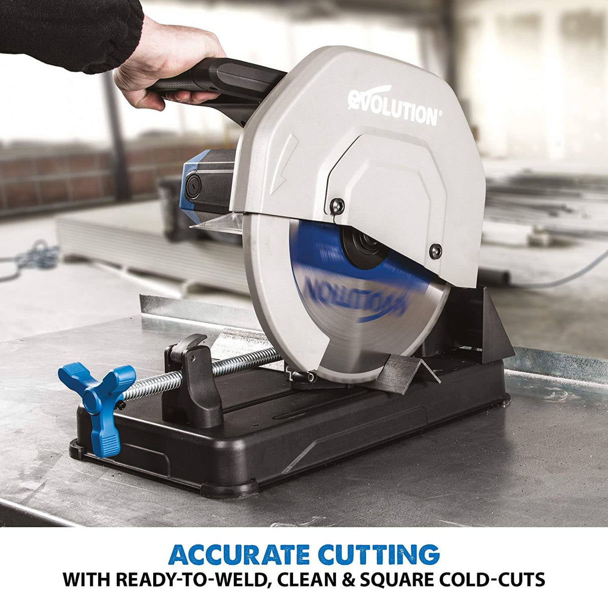 Evolution S355CPSL: sierra tronzadora para corte de metal de servicio pesado de 14 pulgadas con hoja con punta de carburo de 14 pulgadas | Sierra de corte en seco | Sierra ingletadora 45° | Sierra tronzadora para cortar metal: precisa. Poderoso. - DIGVICE MX