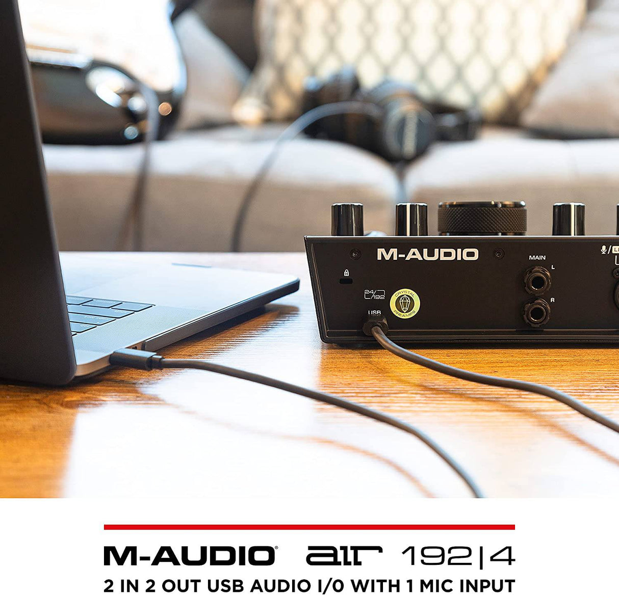 M-Audio AIR 192x4 USB C Interfaz de audio para grabación, podcasting, transmisión con calidad de sonido de estudio, 1 entrada XLR y software de producción musical