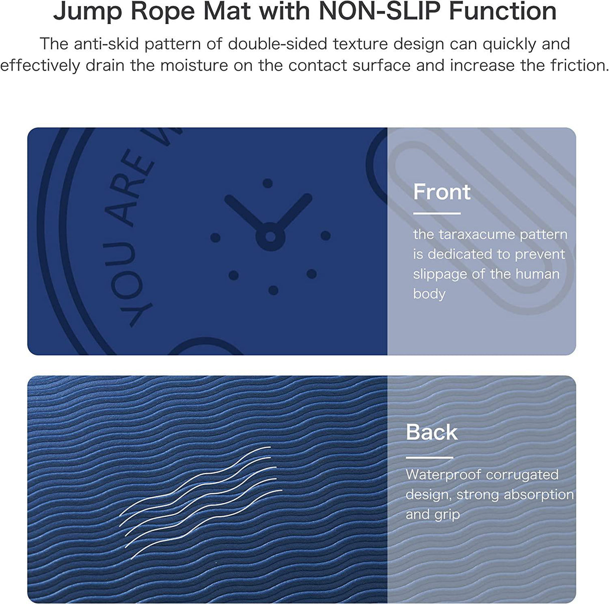 LERYG - Colchoneta de cuerda para saltar de 0.315 in, resistente, antideslizante, con bolsa de transporte para suelo de gimnasio en casa (55 x 24 pulgadas)