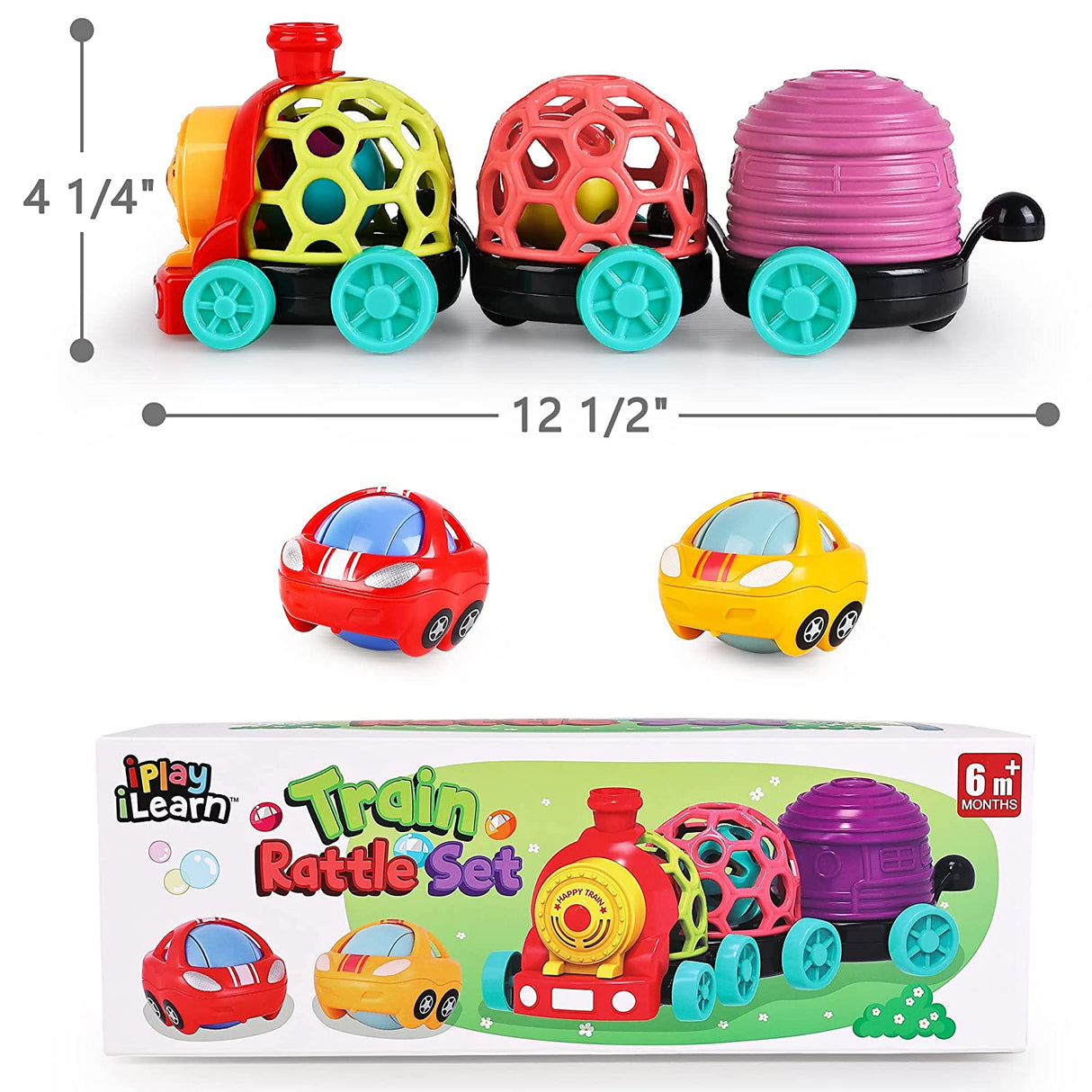 iPlay, iLearn Baby Train Soft Ball Sonajero Juguetes, Infantil Musical Push Go Car Sonajeros, Desarrollo Agarre Sensorial - B09T32W228