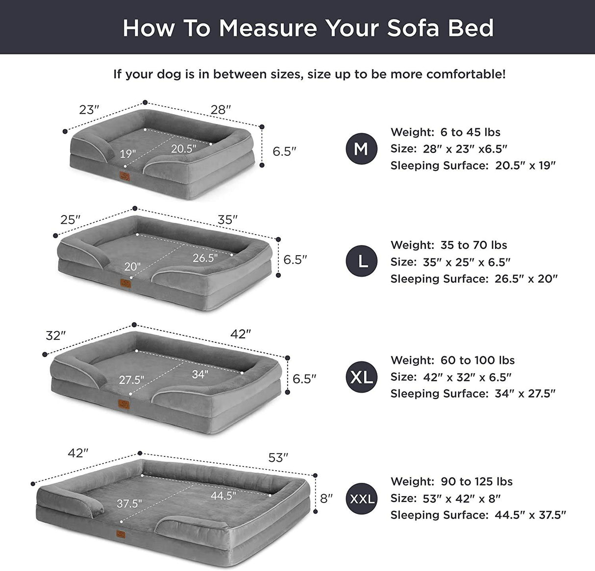 BEDSURE - Cama ortopédica para perro, perros medianas/grandes/extragrandes, sofá de espuma con funda extraíble lavable, forro impermeable y sofá inferior antideslizante - DIGVICE MX
