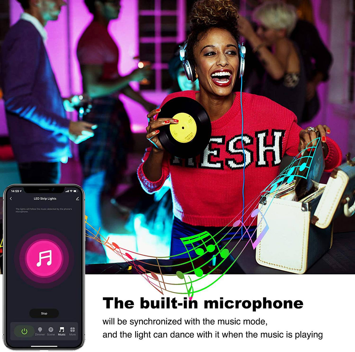 PHOPOLLO Smart WiFi Luces LED de 100 pies para sincronización de dormitorio con música, tira de luces LED compatibles con Alexa y Google Home - DIGVICE MX