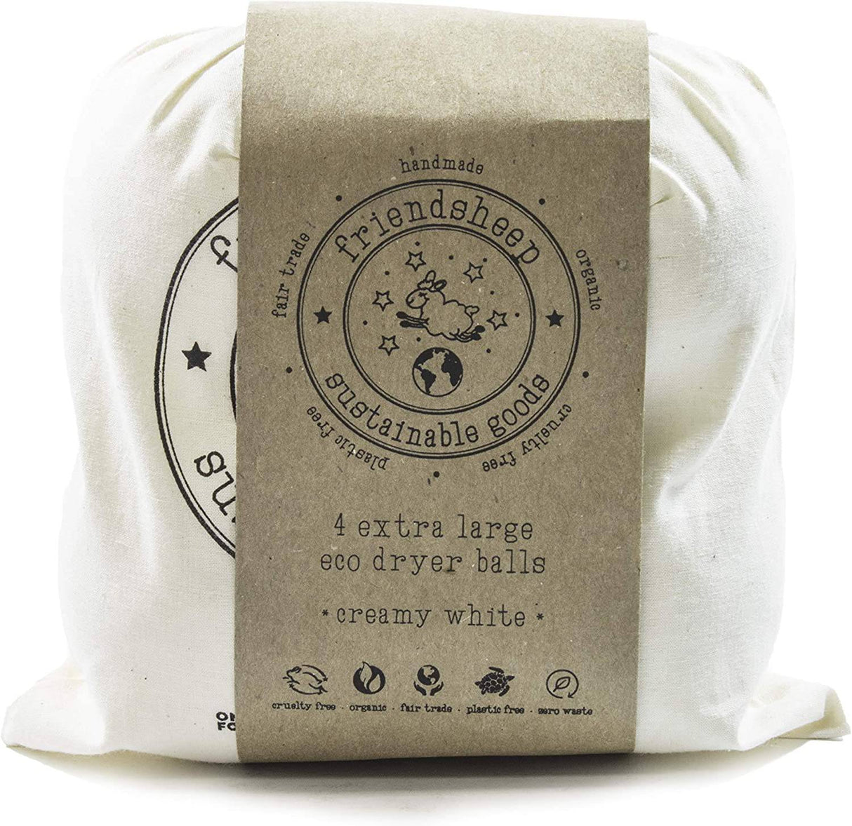 Friendsheep Bolas de lana para secadora, paquete de 4 XL, orgánico, premium, reutilizable, libre de crueldad, hecho a mano, comercio justo, sin pelusa, suavizante de tela, color blanco - DIGVICE MX