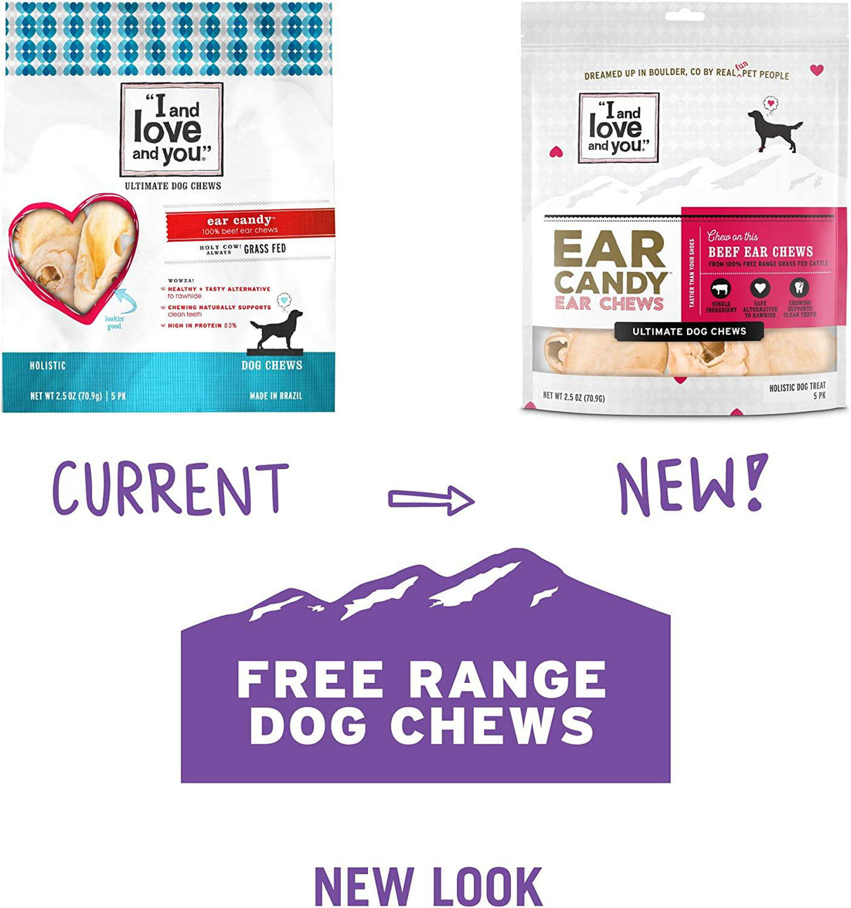 "I and love and you" Ear Candy Cow Ear Strips - Masticables para perros sin granos, 100% golosinas para orejas de ternera para perros grandes y pequeños, Free Range & Grass Fed Beef, 2.5 onzas - DIGVICE MX