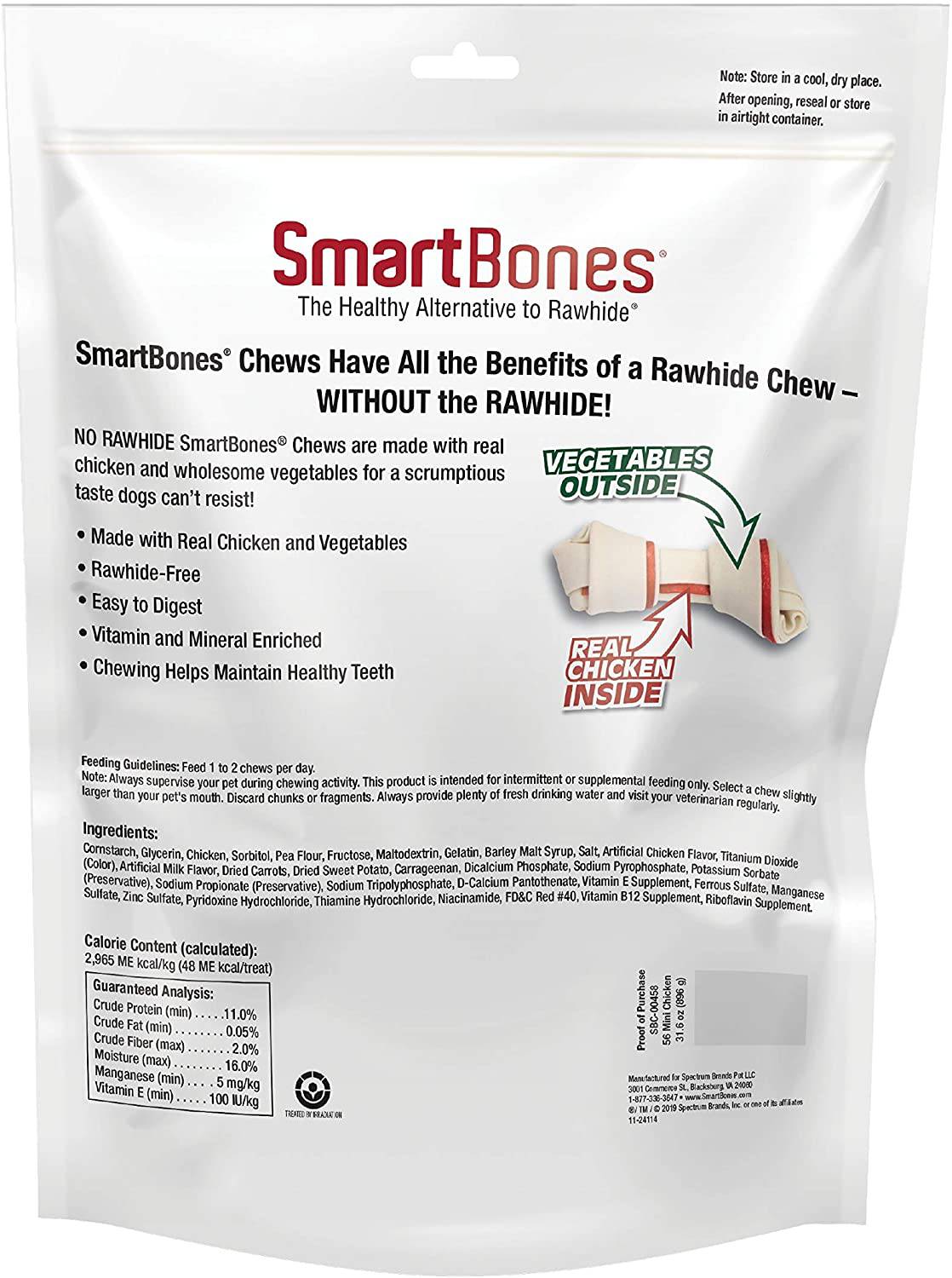 SmartBones Mini Bones con pollo real 56 unidades, masticables sin cuero crudo para perros - DIGVICE MX