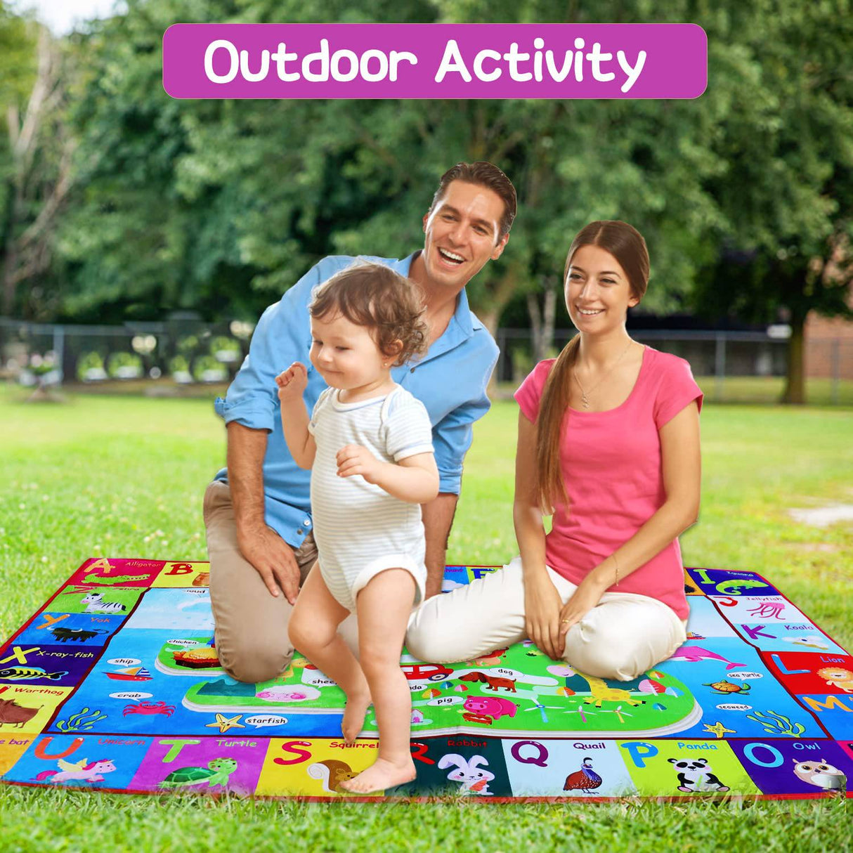 Thremhoo - Alfombra de juegos de algodón para bebés para el piso Alfombra ABC Alfombra de juegos para bebés y niños pequeños Plegable antideslizante - DIGVICE MX