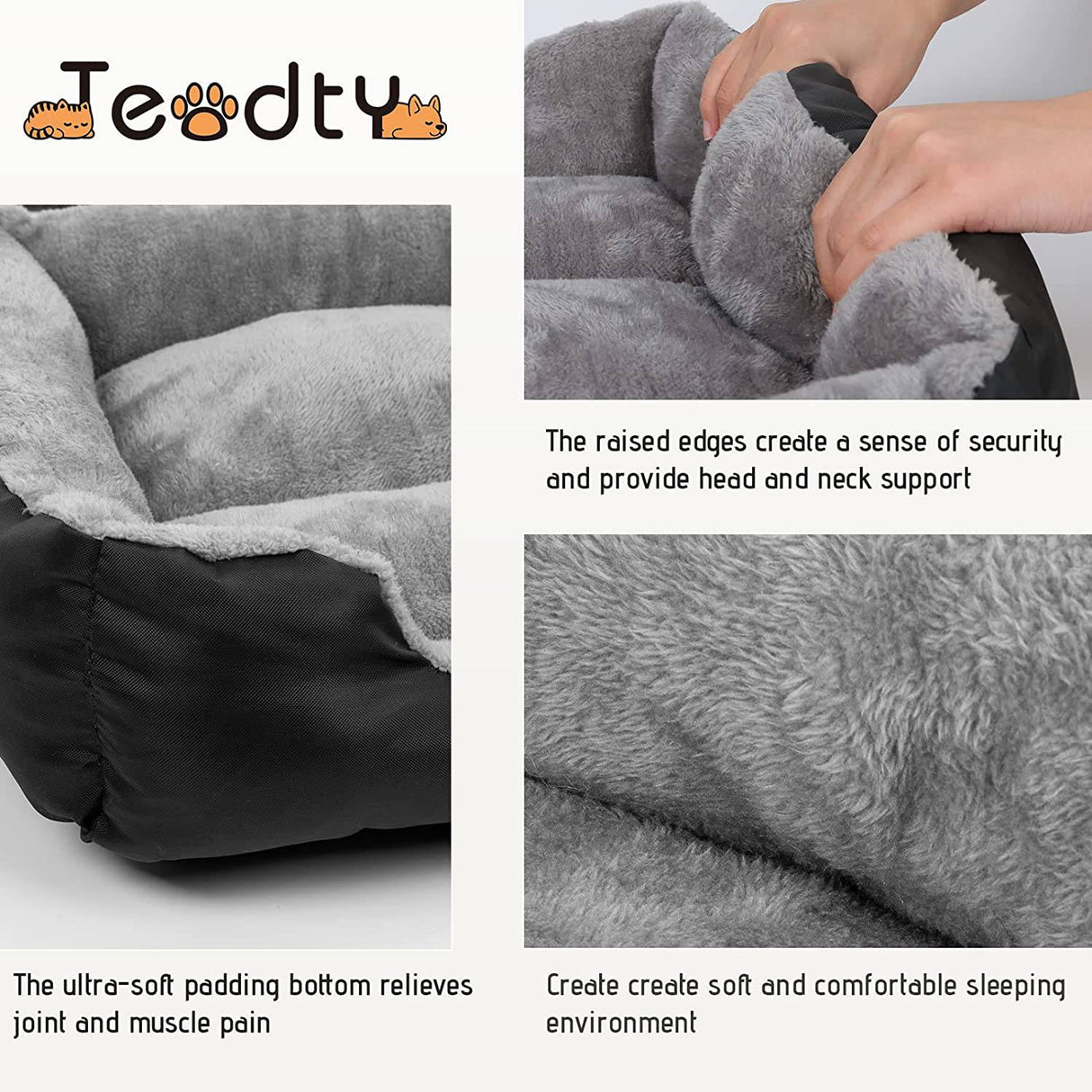 TEODTY - Cama para perros grandes, colchón de cama para mascotas lavable, cama rectangular cómoda y cálida para perros medianos y grandes, mascotas para gatos - DIGVICE MX