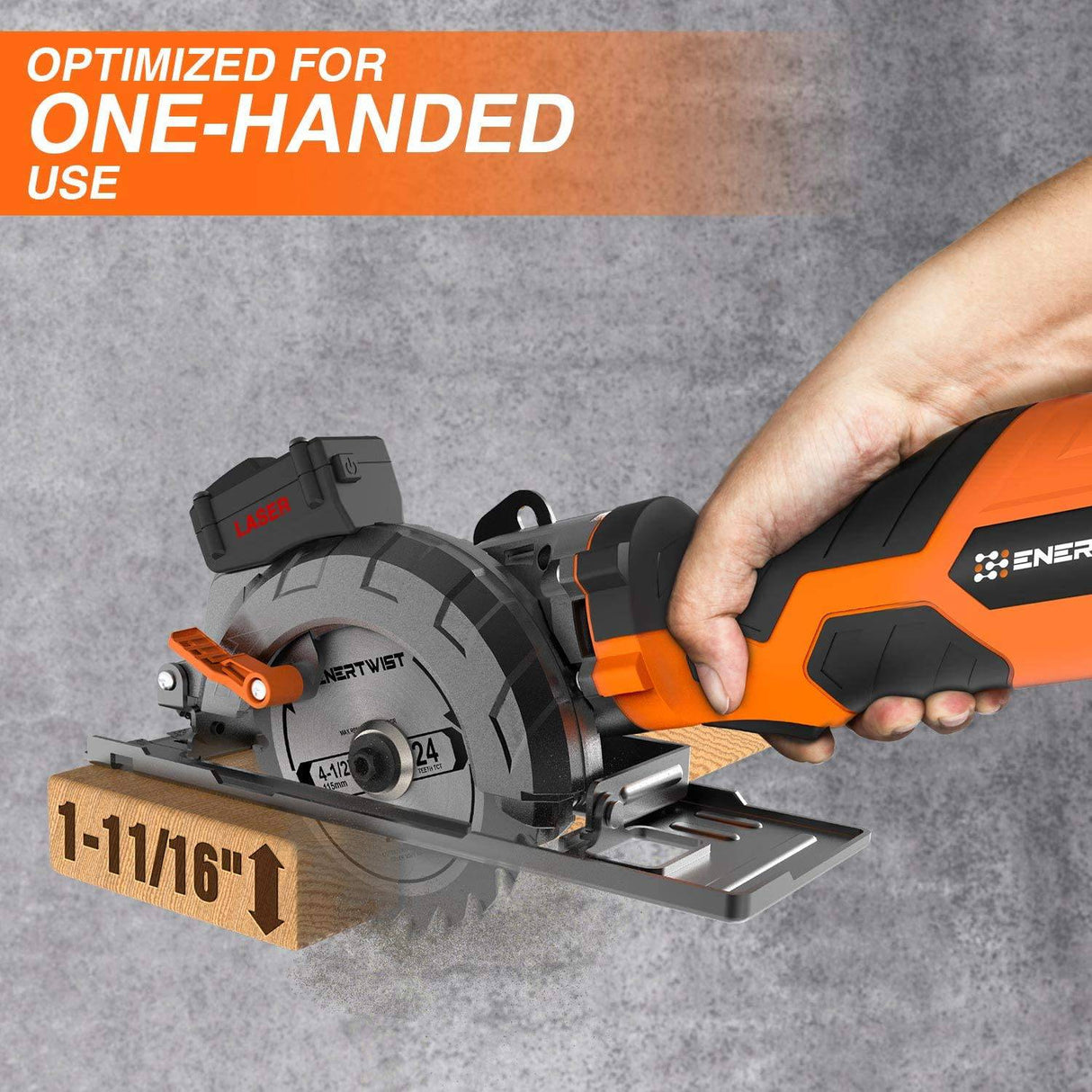 Sierra circular inalámbrica EnerTwist de 20 V máx. de 4-1/2" con batería de litio de 4,0 Ah y cargador, incluye láser y guía paralela, hojas de corte multifunción de metal blando de plástico para madera, adaptador de aspiradora, ET-CS-20C... - DIGVICE MX
