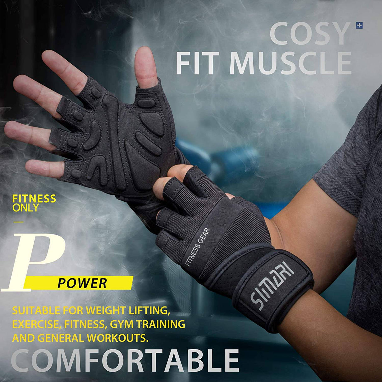 SIMARI - Guantes de entrenamiento para hombres y mujeres, guantes de levantamiento de pesas con muñequeras, soporte para gimnasio