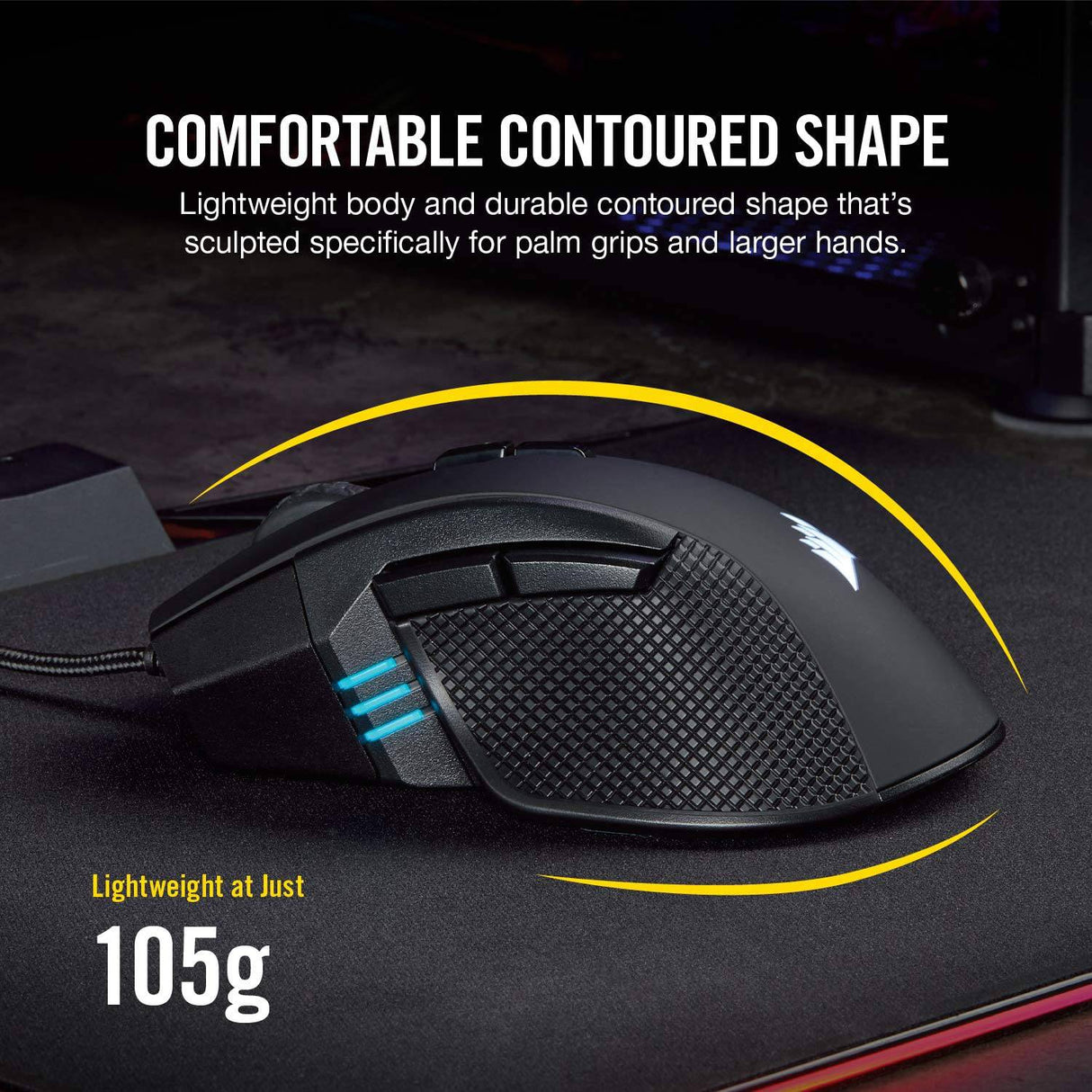 Corsair Ironclaw RGB - Ratón para juegos FPS y MOBA - Sensor óptico de 18,000 DPI - LED RGB retroiluminado, negro