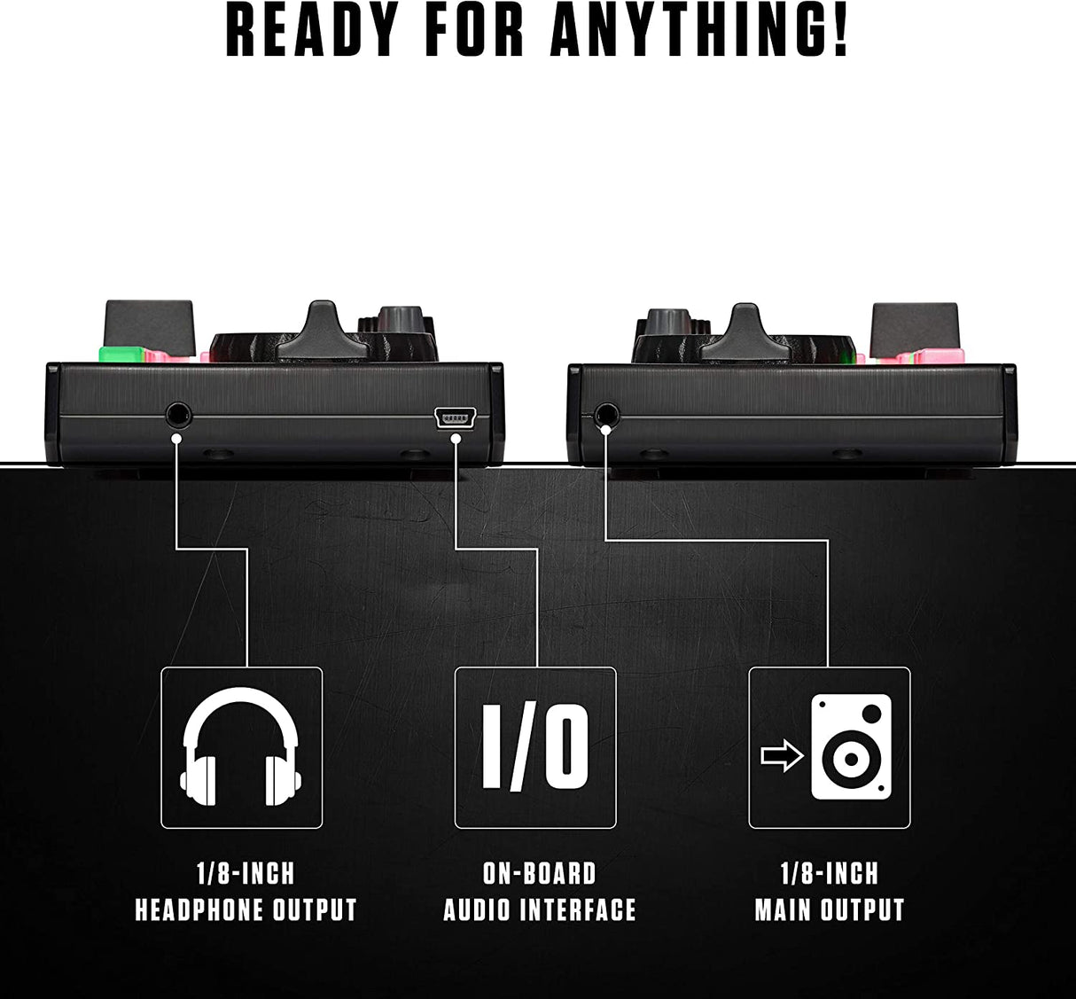 Numark DJ2GO2 Touch - Controlador de DJ USB compacto de 2 decks para Serato DJ con mezclador/crossfader, interfaz de audio y jog wheels táctiles capacitivos