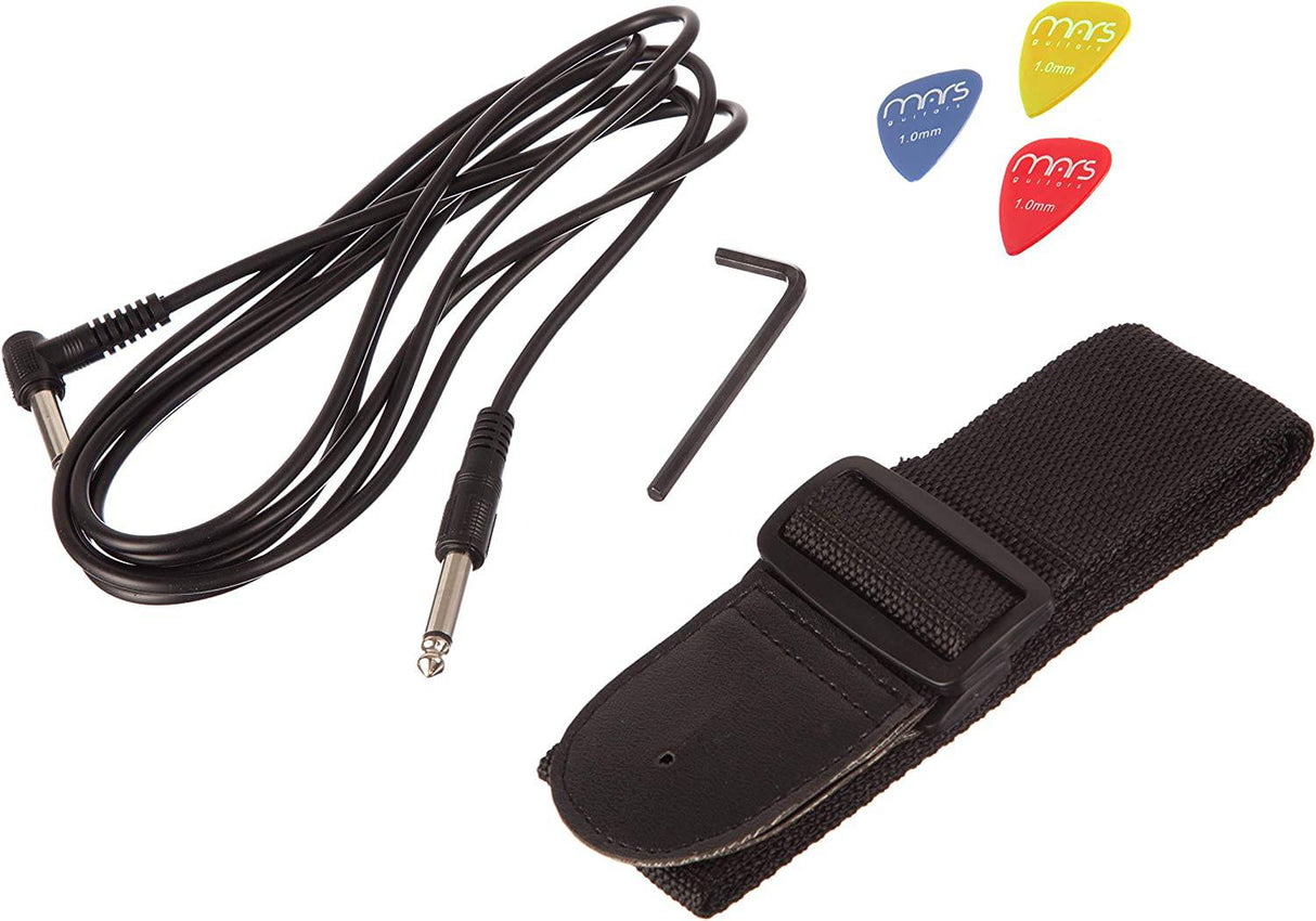 RockJam Superkit de guitarra eléctrica con amplificador de 10 vatios, estuche, púas y lecciones en línea Paquete de 6 cuerdas, derecho, rojo, completo (RJEG03-SK-RD)